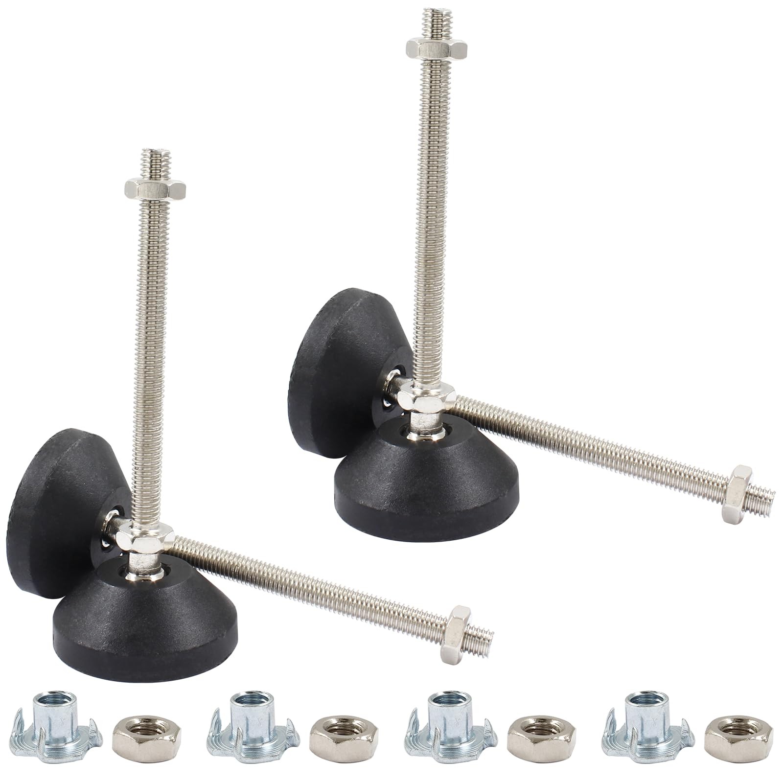 Waziaqoc 4 Pcs Adjustable Leveling Feet, M8 Thread 4 Inch(M8), Black