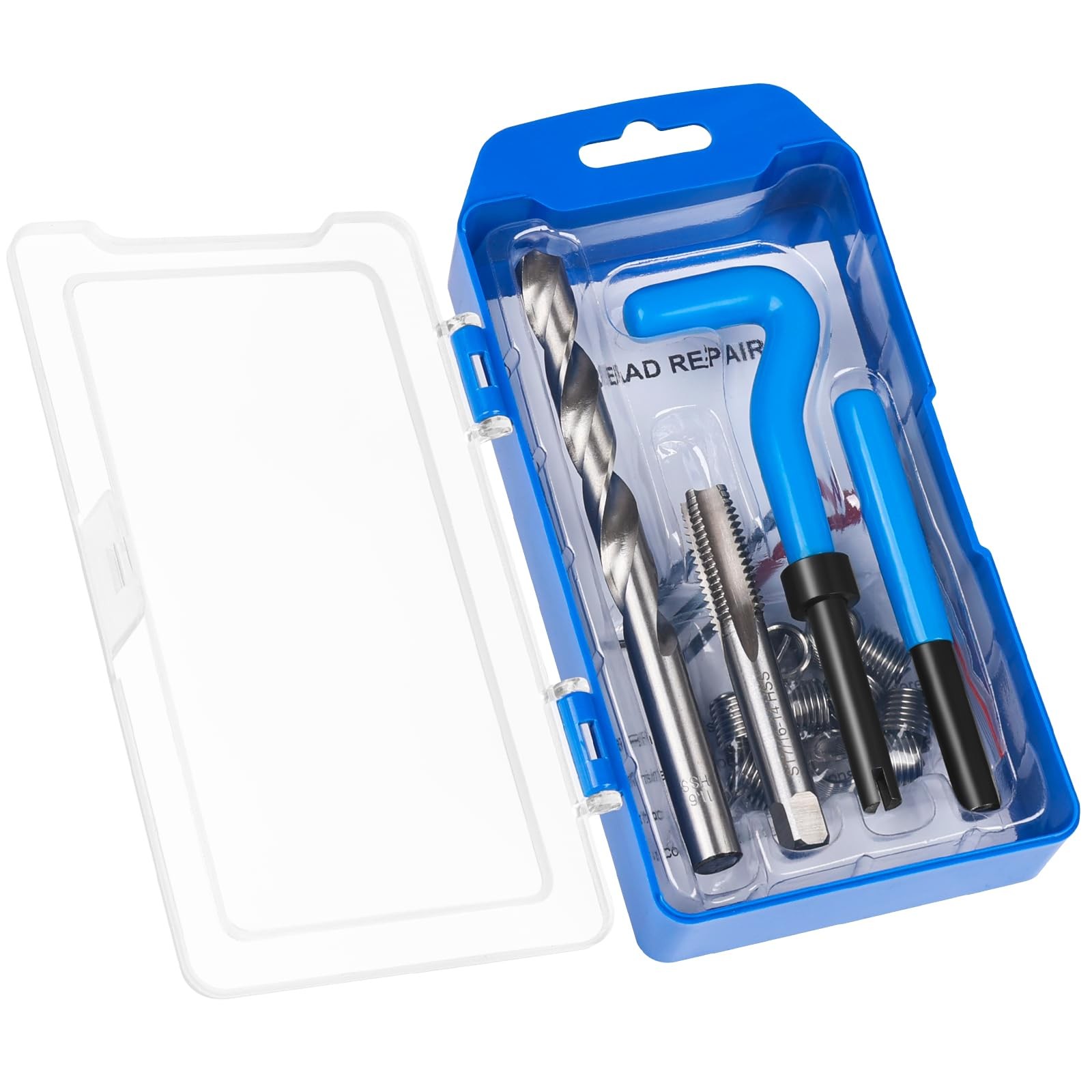 JMMRRR 15PC SAE Helicoil Thread Repair Kit 7/16-14 SAE, Inch, blue