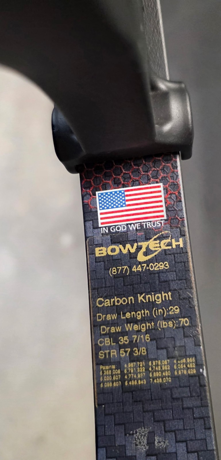 RH Bowtech Carbon Knight Compound Bow Black Red Carbon Fiber with Accessories