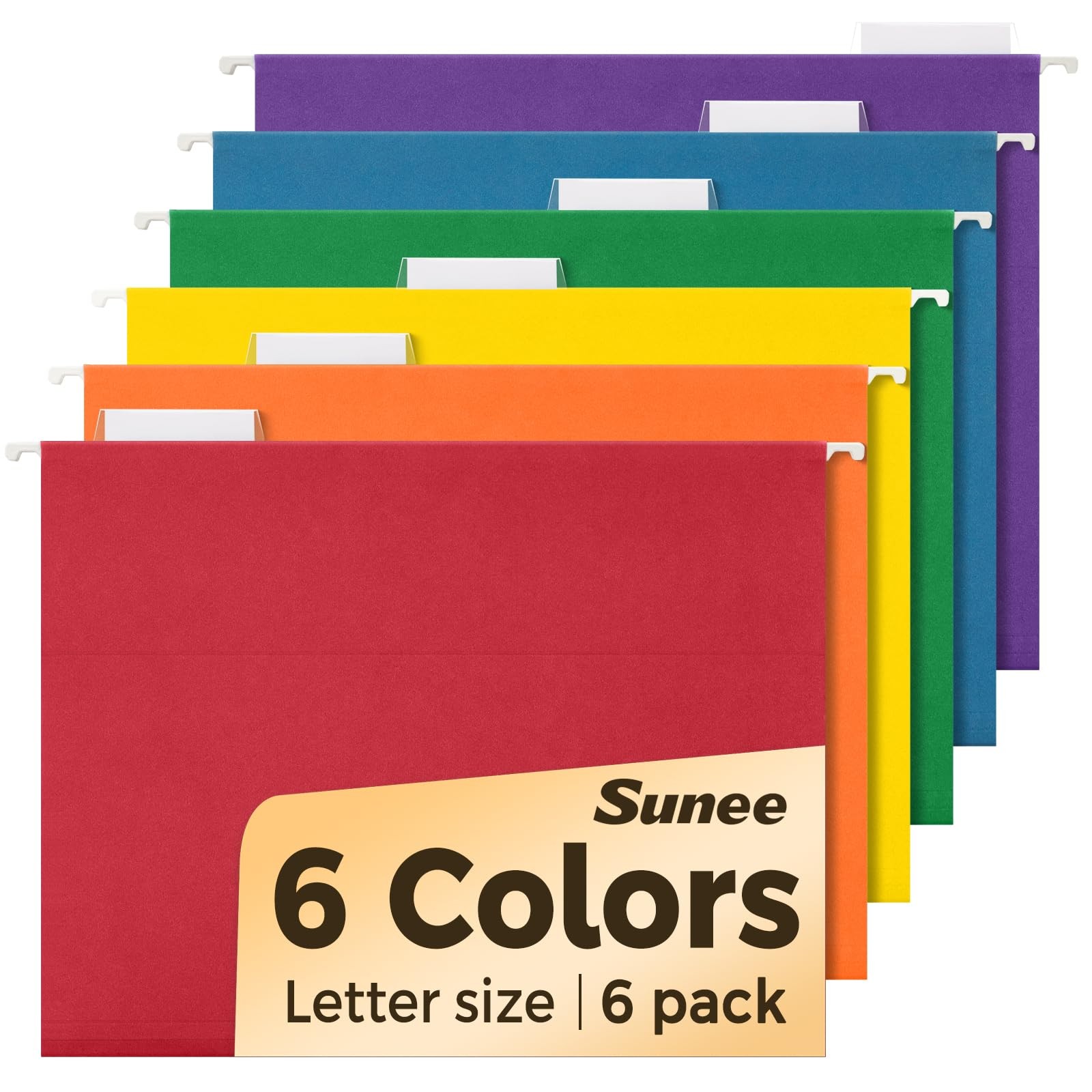 Hanging File Folders, 6 Pack Letter Size Hanging File Folders with 1/5-Cut Ta...