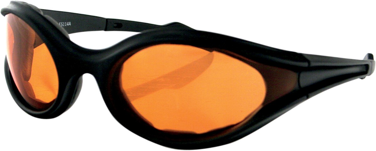 Bobster Foamerz Sunglasses Matte Black Amber Lens ES114A Wrap Around