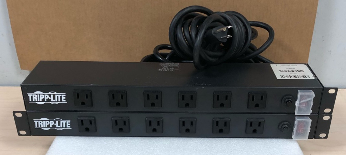 (LOT OF 2)Tripp Lite RS-1215-RA 15A 120V 12x5-15R 1U 12 Outlet Power Strip