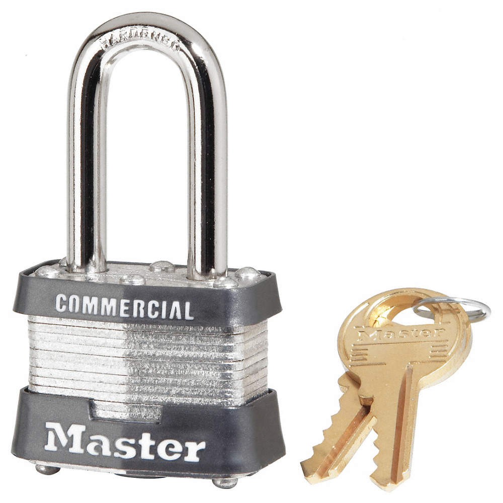 MASTER LOCK 3KALF Keyed Padlock, 5/8 in,Rectangle,Silver 3JYY8