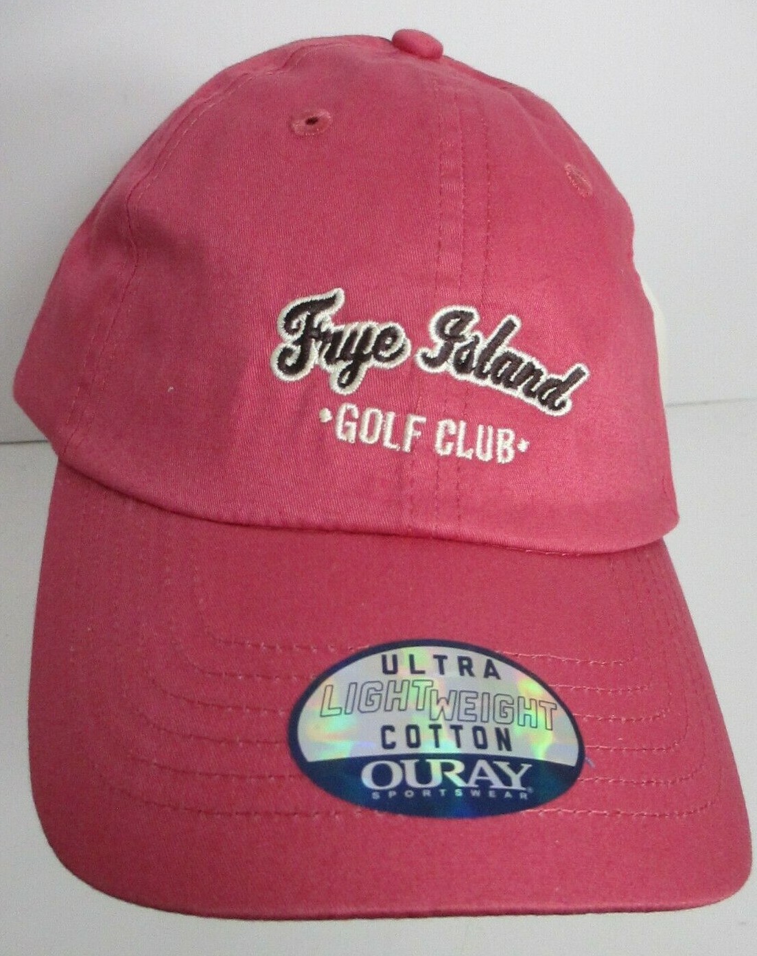 Frye Island Golf Club Hat Women Maine USA Embroidery Coral Pink Cap