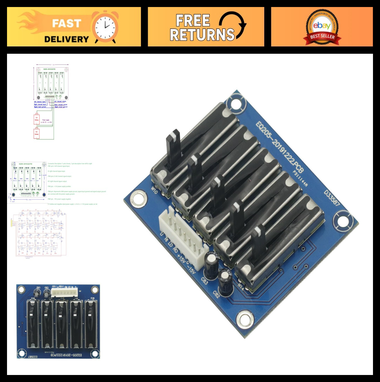 5-Band Stereo Equalizer Board Module | Audio Tone Preamplifier | High-Quality So