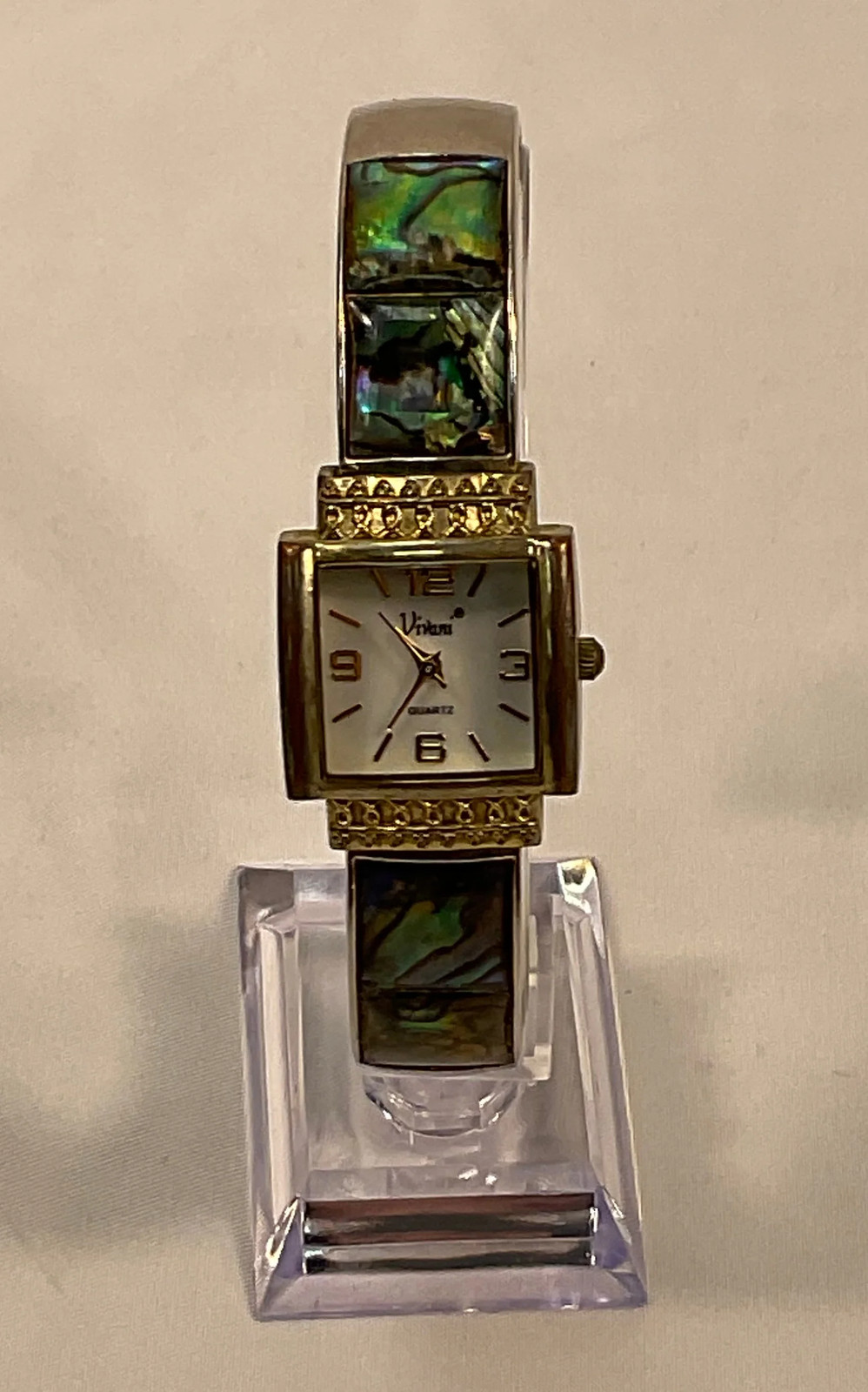 Vivani Bracelet Style Green Opal Women's Watch Silvertone Band