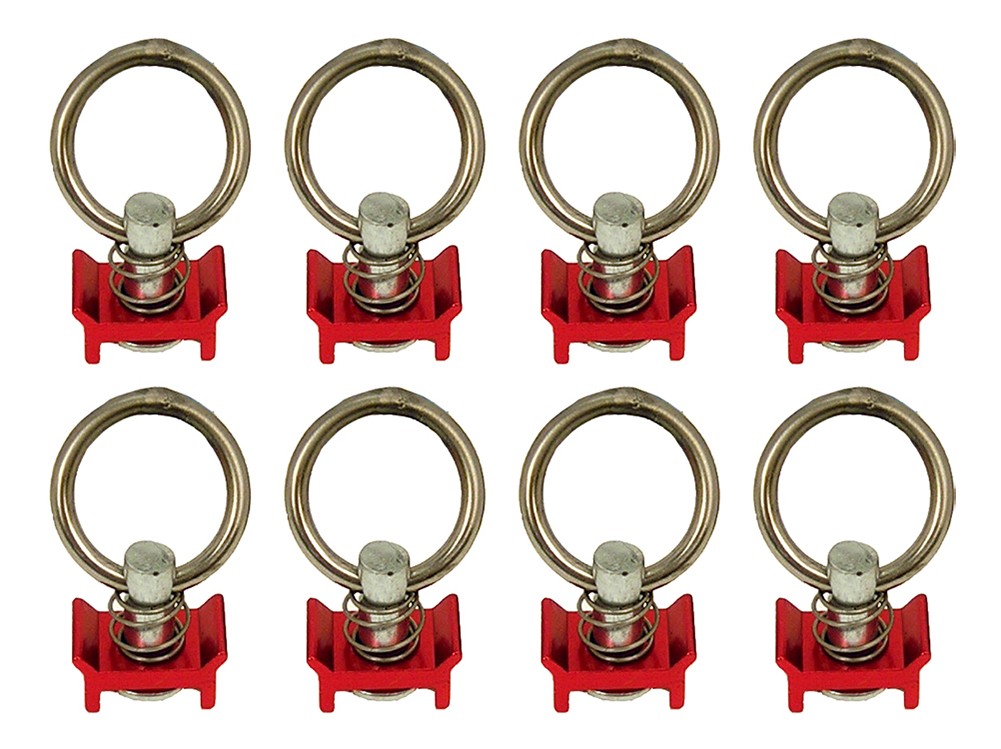 Pit Posse L Track Stud Ring Spring Loaded S Track Tie Down Anchor Red (8 Pack)