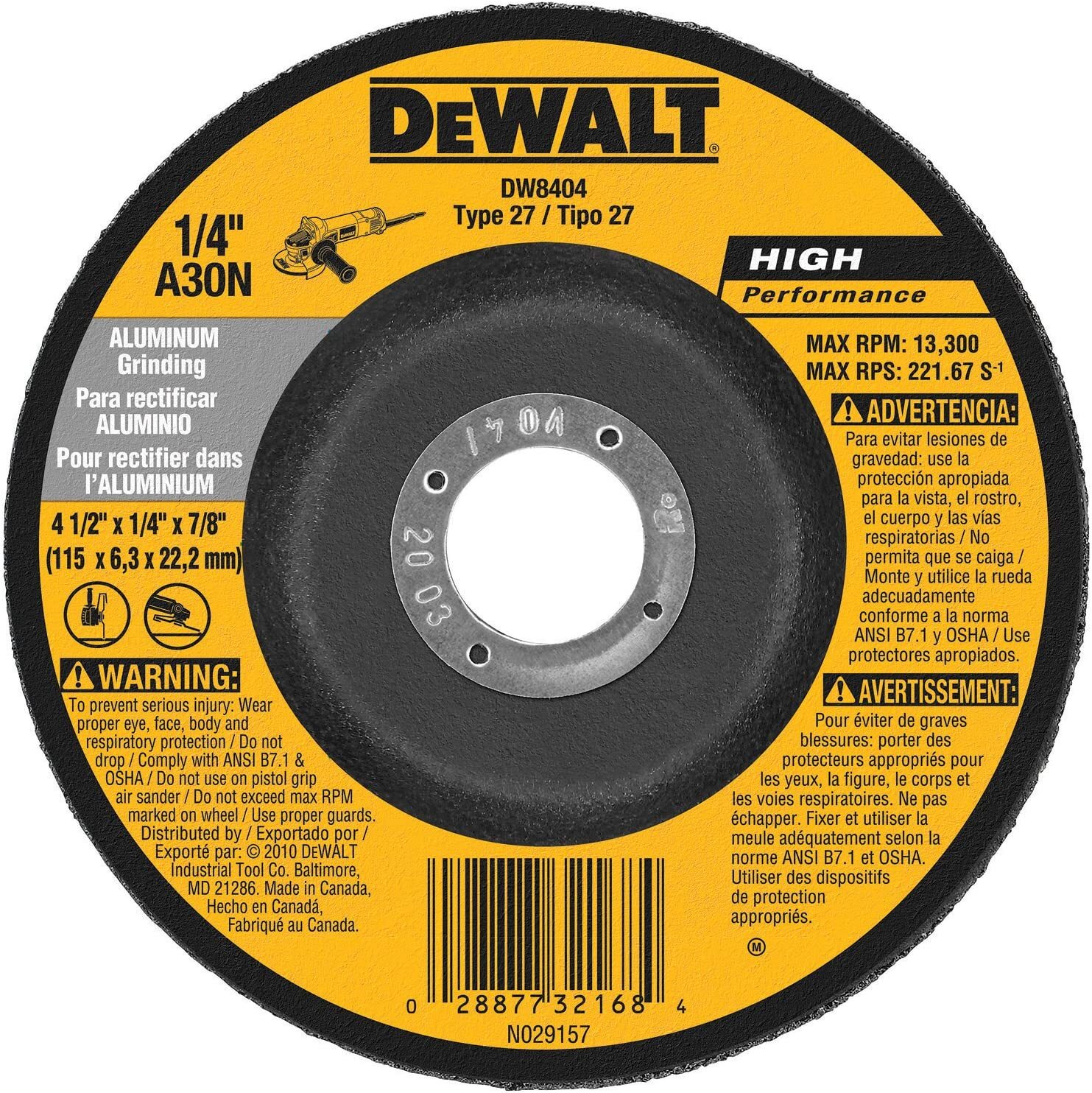 DeWALT DW8404, 4 1/2" ALUM. GRIND WHEEL - 25 PACK