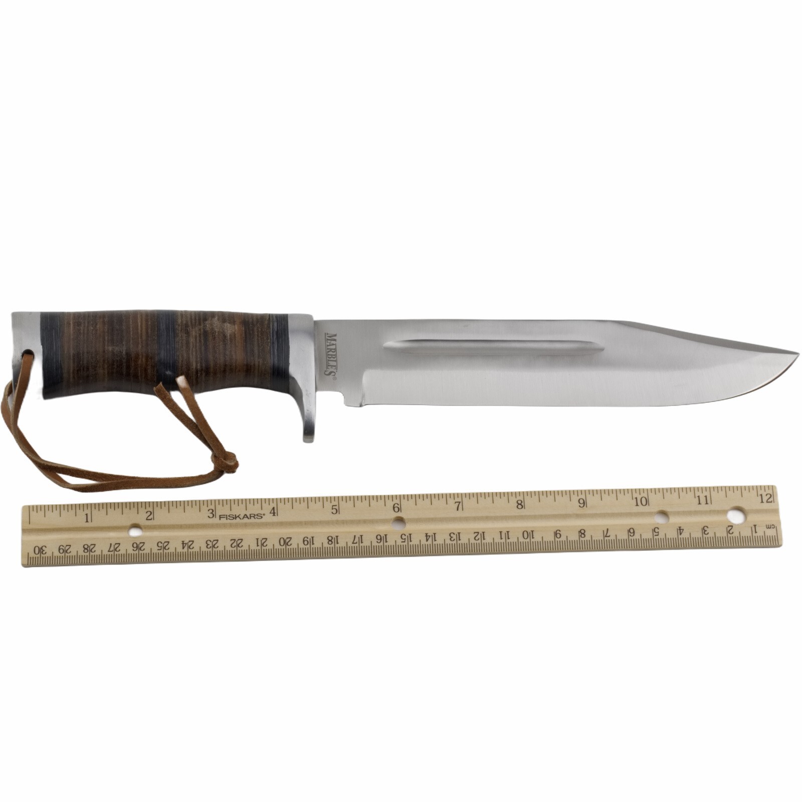Marbles Stacked Leather Handle Hunter Fixed Blade Knife MR626 Sheath