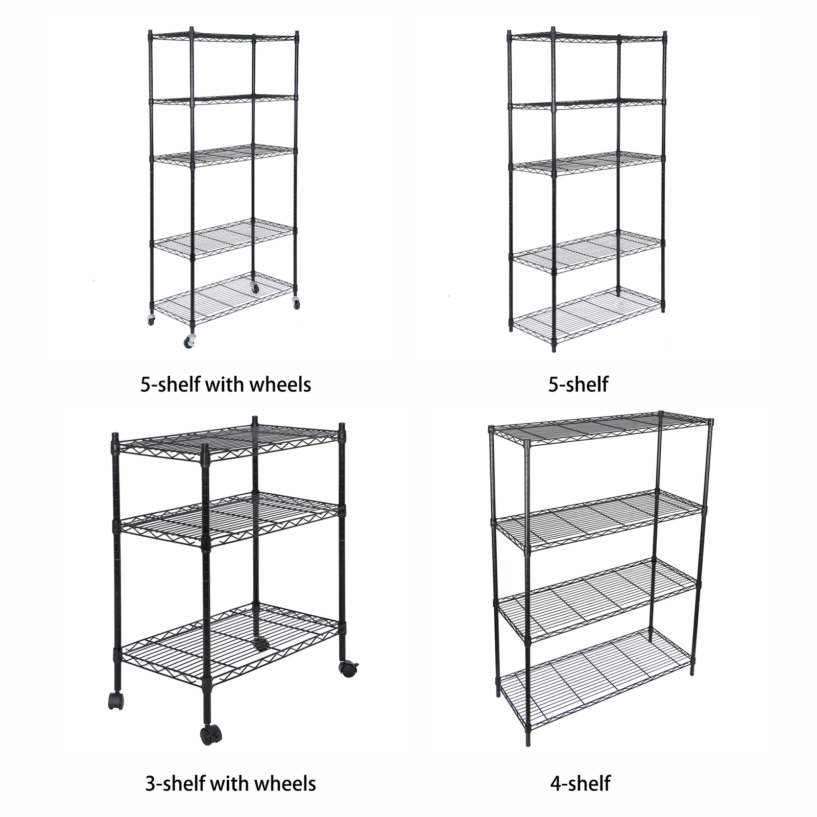3/4/5 Tier Shelves Wire Unit Rack Large Space Storage Shelving Steel