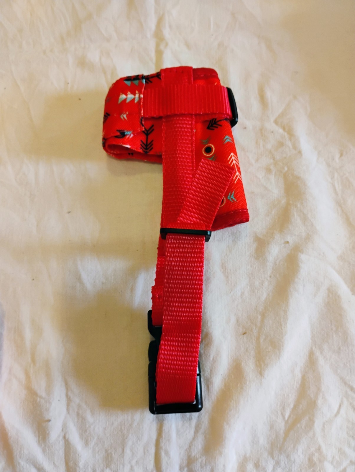 Red Patterned Adjustable Nylon Standard Dog Muzzle XS/S Black Plastic Buckle
