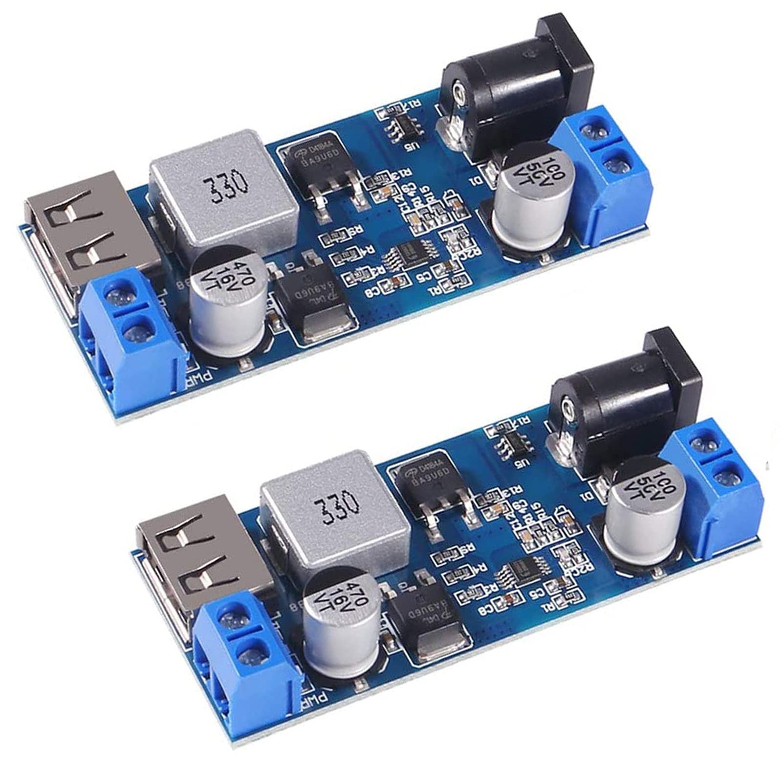 2 PCS Buck Converter Module 12V To 5V 5A USB Voltage Regulator DC 9V36V