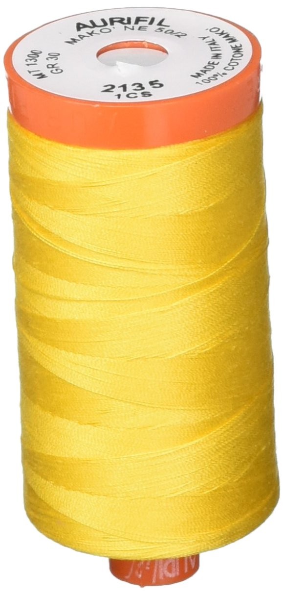 A1050-2135 Solid 50wt 1422yds Yellow Mako Cotton Thread Quilting Sewing Supply