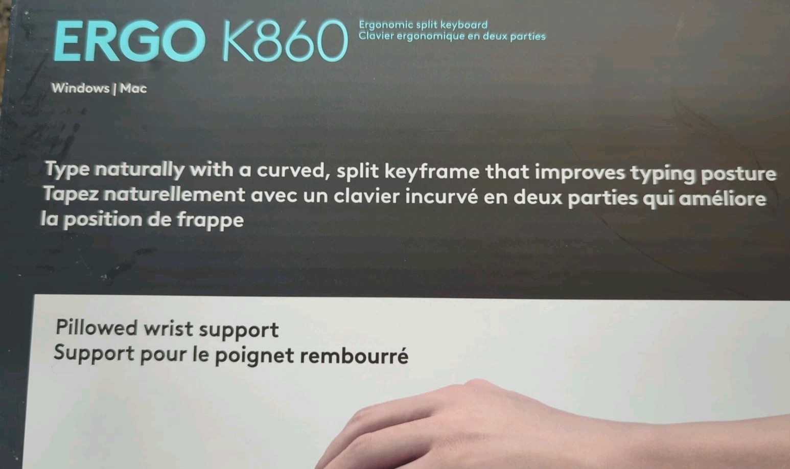 NIB Logitech ERGO K860 Wireless Keyboard - Black Bluetooth & Dongle Ergonomic