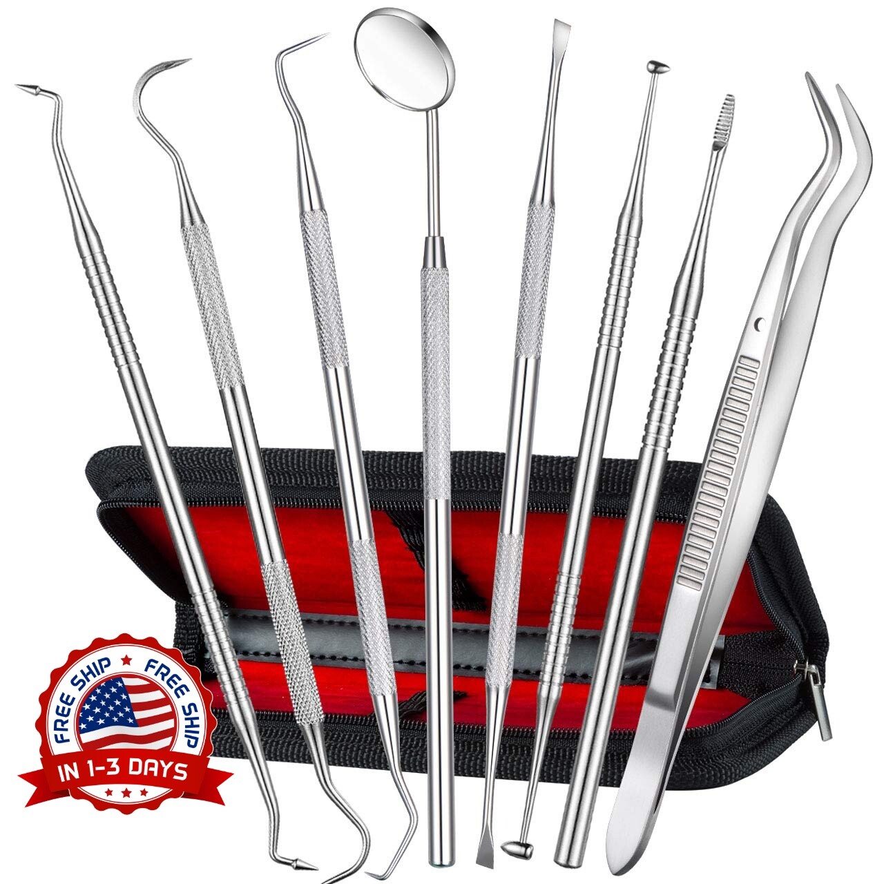 Juego De Instrumentos De Higiene Dental Para Cuidado Casero Acero Inoxidable 8PC