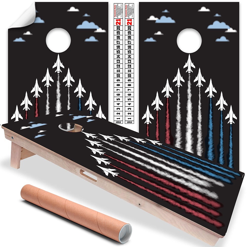Aviation Flight Hangar Pilot Gift and Airport Cornhole Wraps Cornhole Skins Wrap