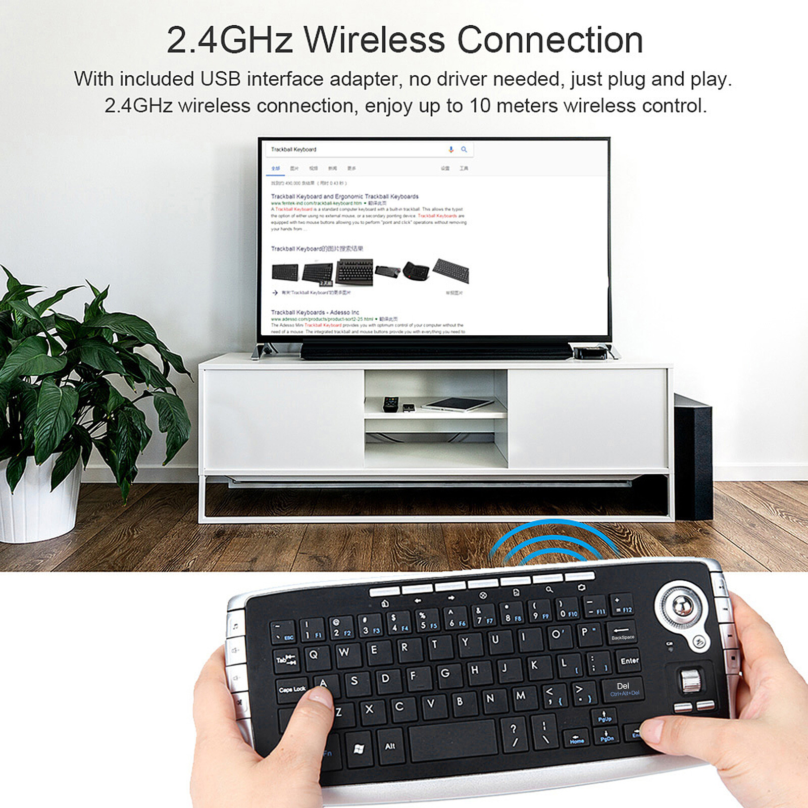 2.4GHz Keyboard w/ Trackball Scroll Wheel PC A6M7