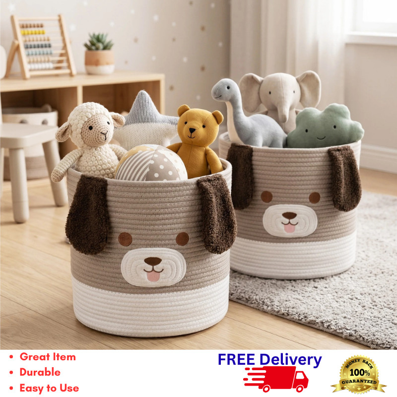 Animal Rope Storage Baskets 2-Pack Kids Toy Nursery Organizer Bin Set New