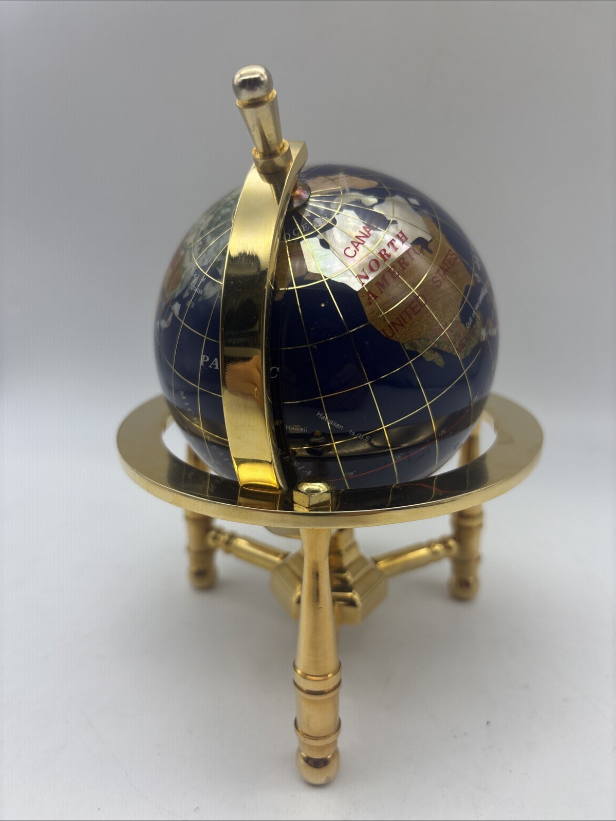 6-Inch Mini Blue Gemstone World Globe with Gold Stand