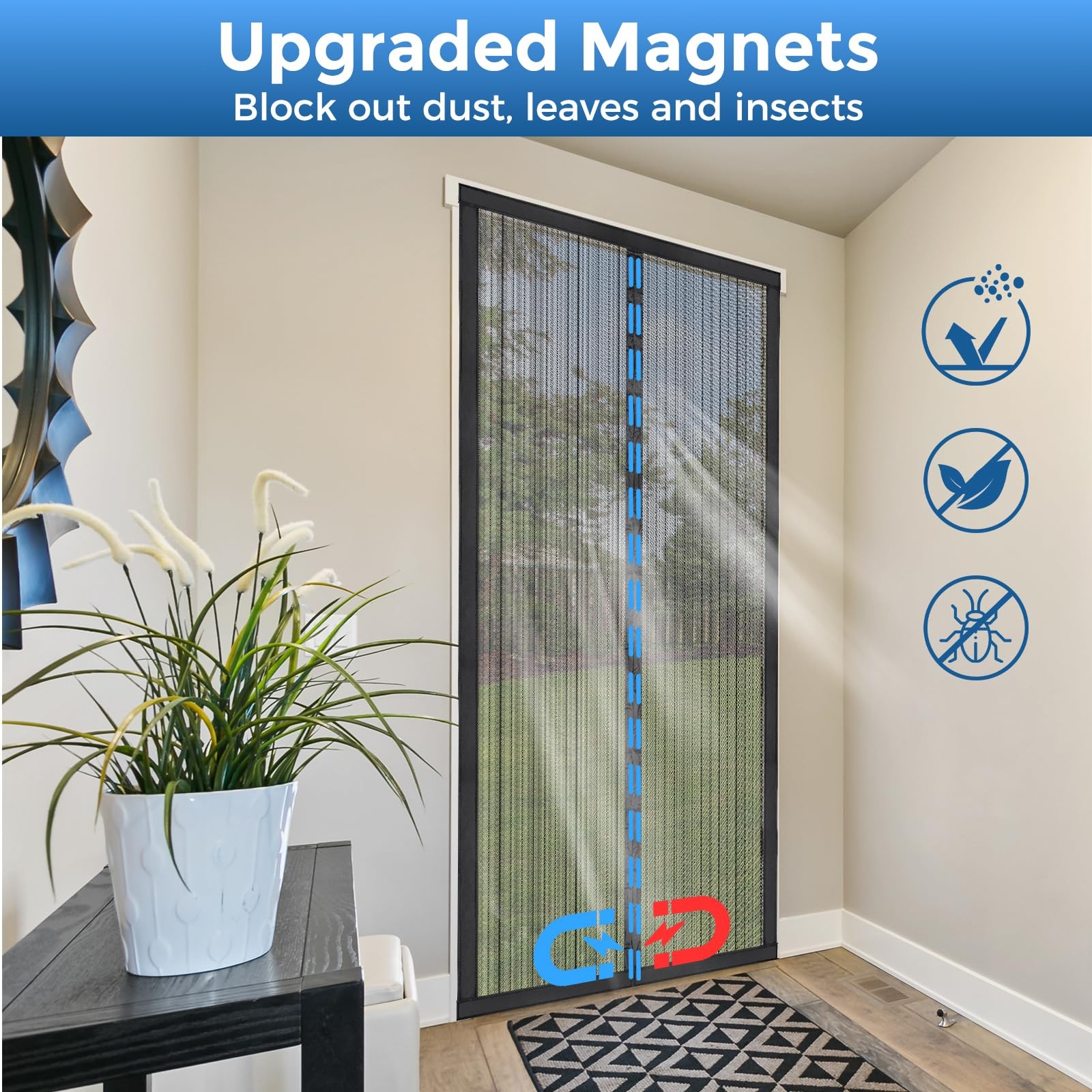 Smartor Magnetic Screen Door Magnetic Closure Fits 36"x82" Doors |Polyester ...