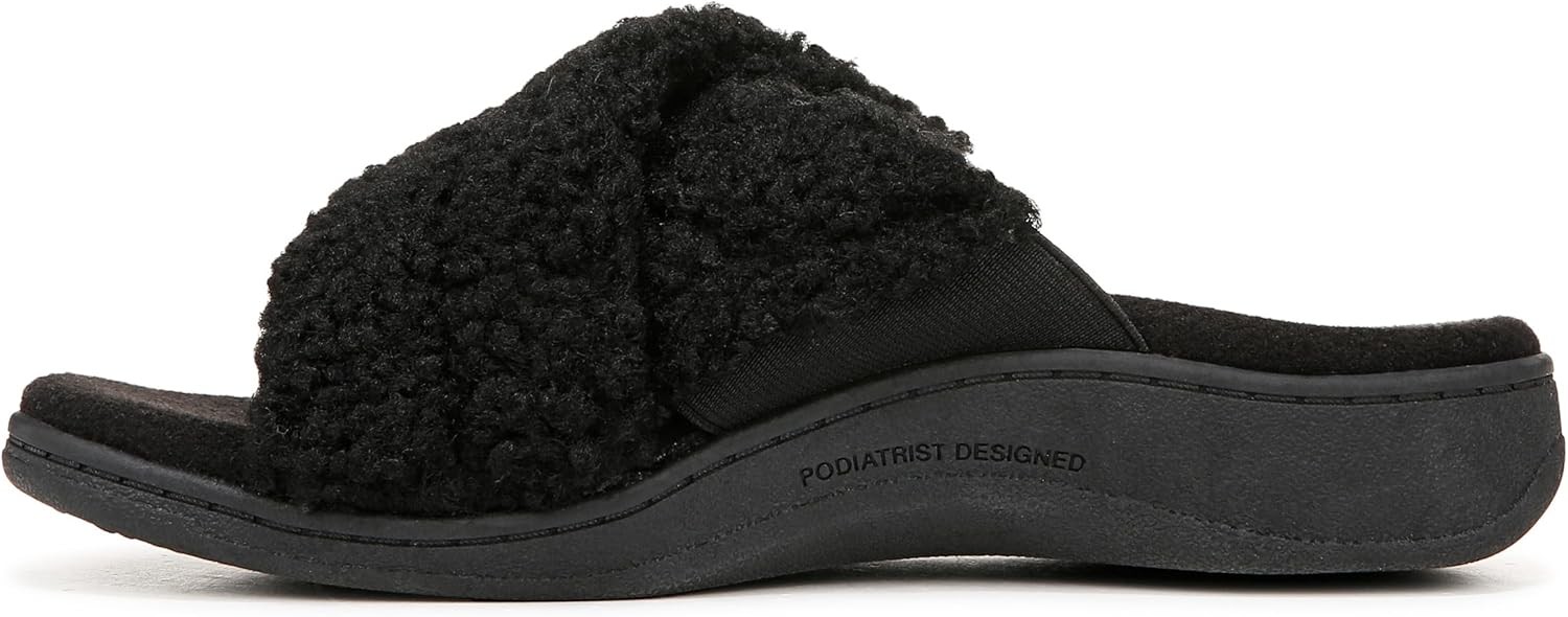Vionic Women's Relax II Slides Slippers Black Fabric 7M