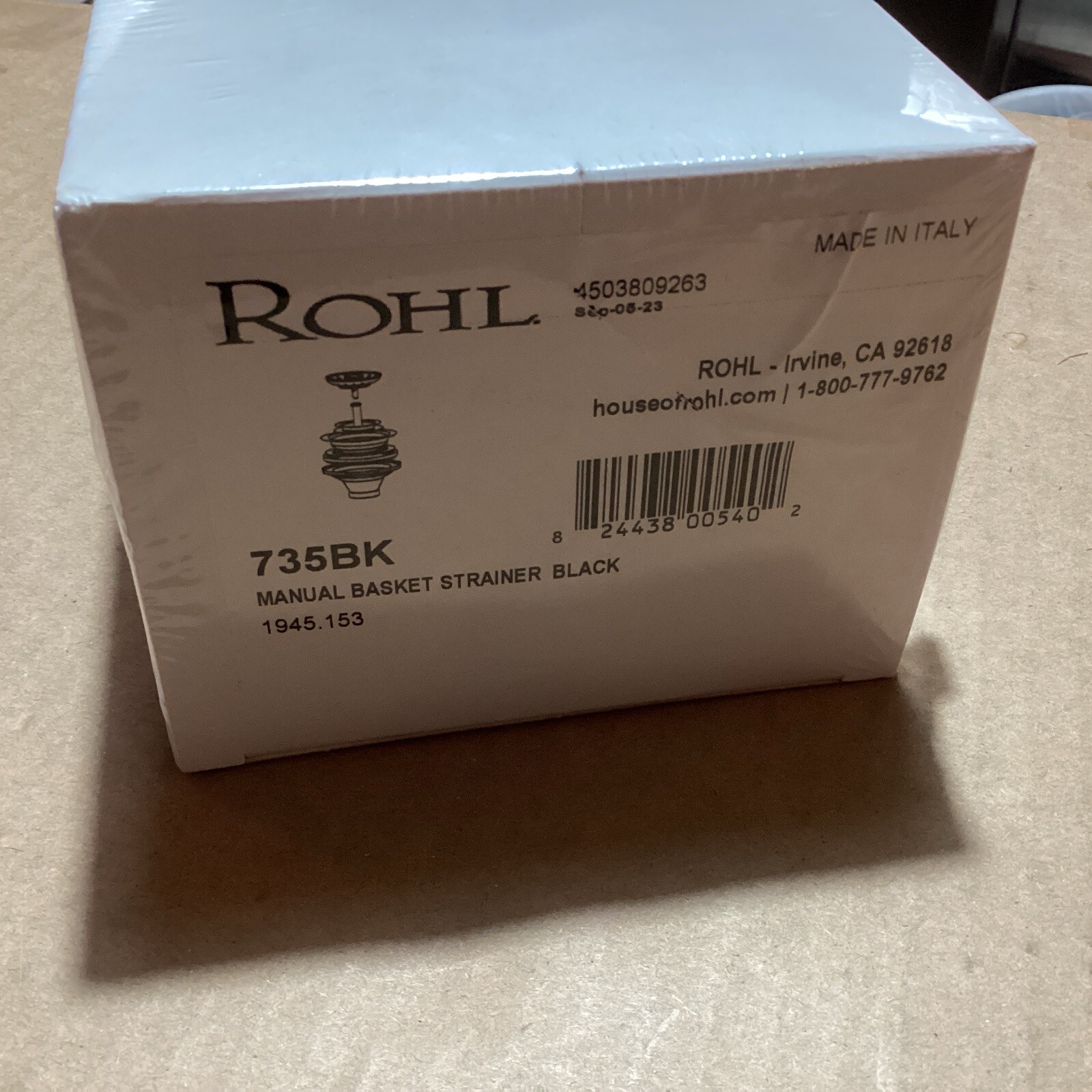 Rohl 735BK  - Basket Strainer Accessory Black