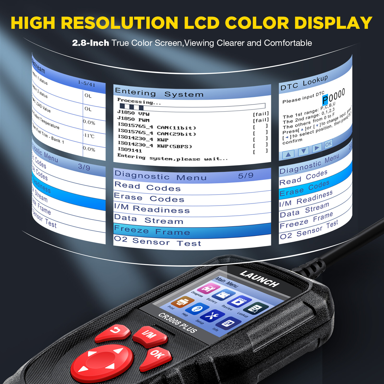 LAUNCH CR3008 PLUS Fault Code Reader Scanner OBD2 EOBD Car Diagnostic Scan Tool