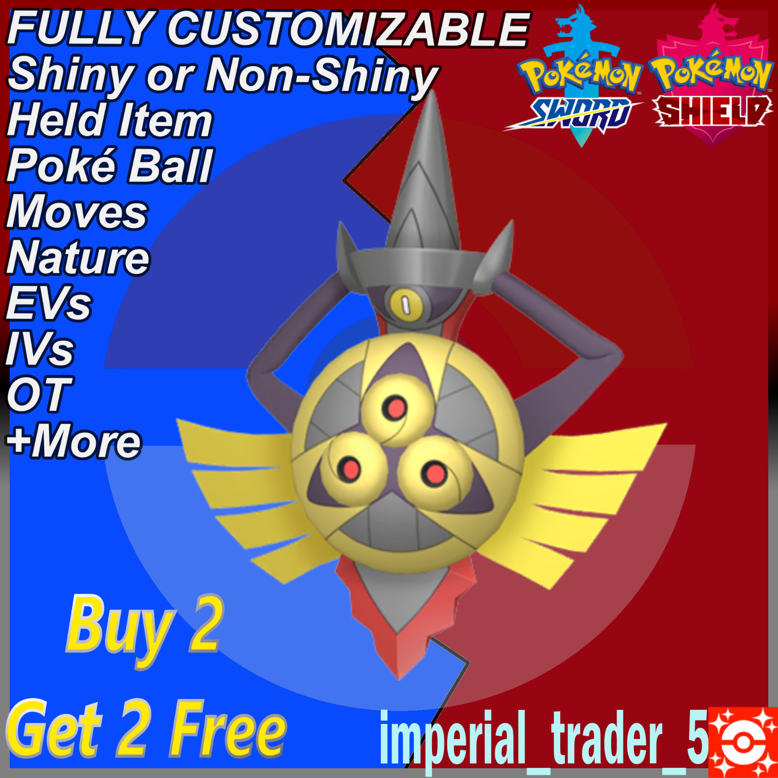 Pokémon Sword and Shield ✨ Shiny Aegislash ✨ W/ Best 6IV Customizable