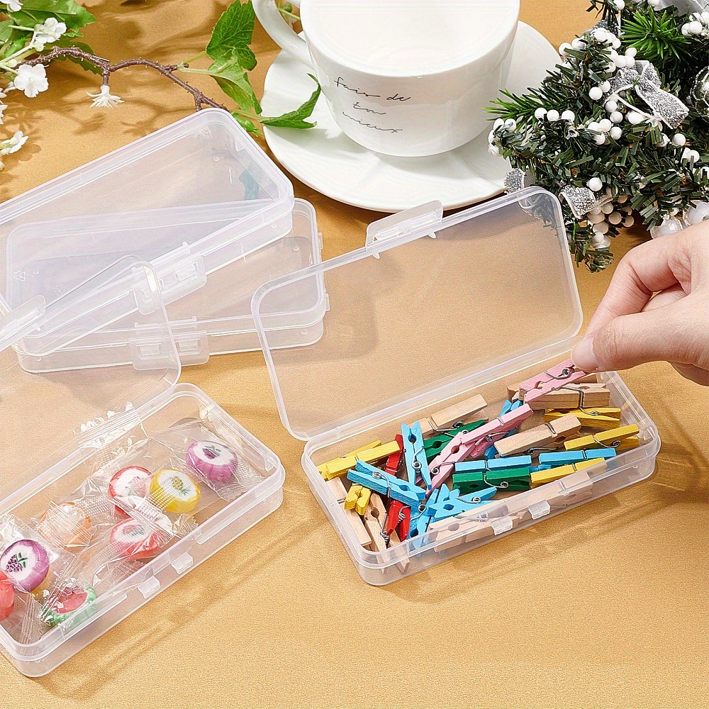 6pcs Clear Plastic Beads Storage Containers boxes with Lids 12.8x6.6x2.2cm Small