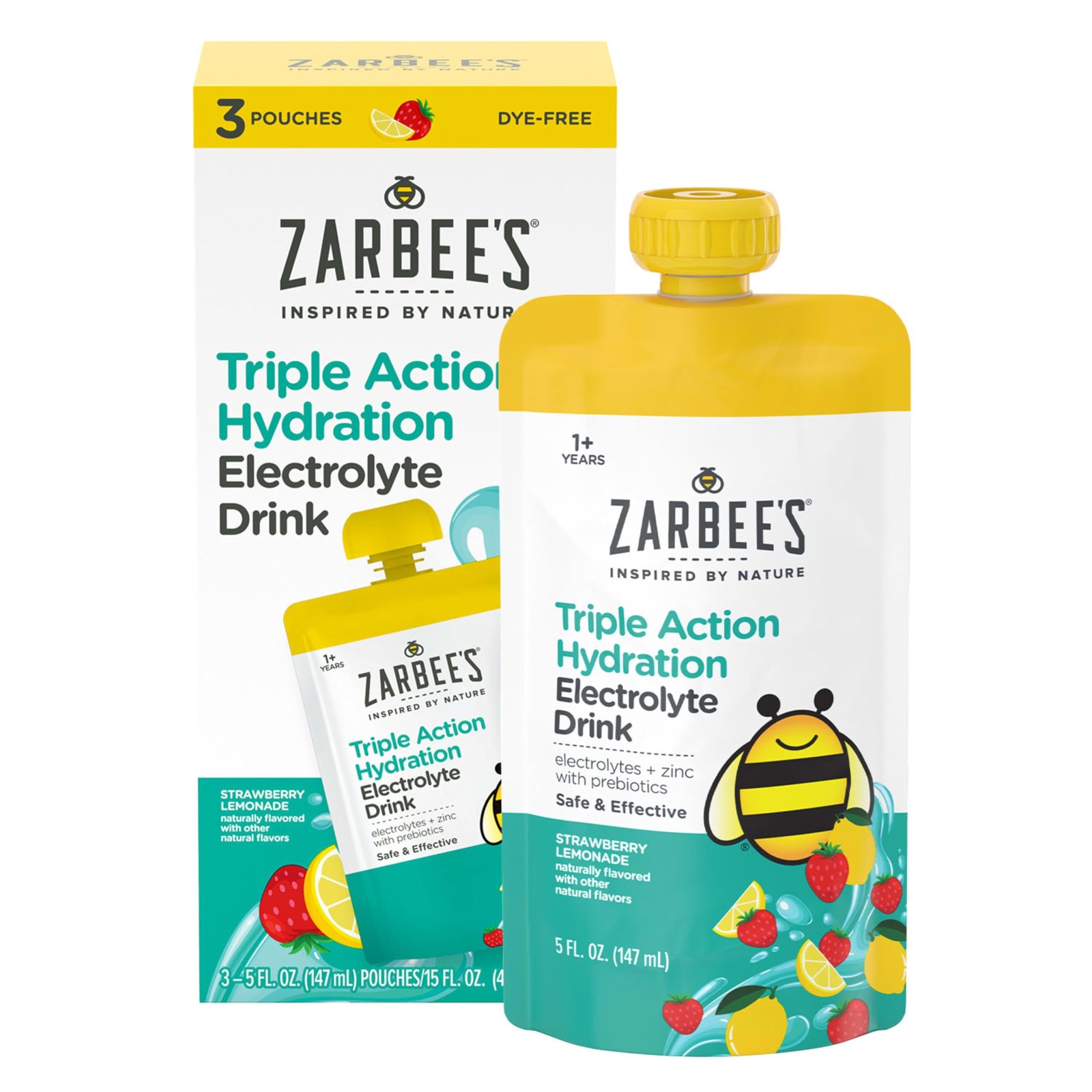 Zarbee's Triple Action Hydration Electrolyte Drink 5 Fl Oz (Pack of 3), N/a