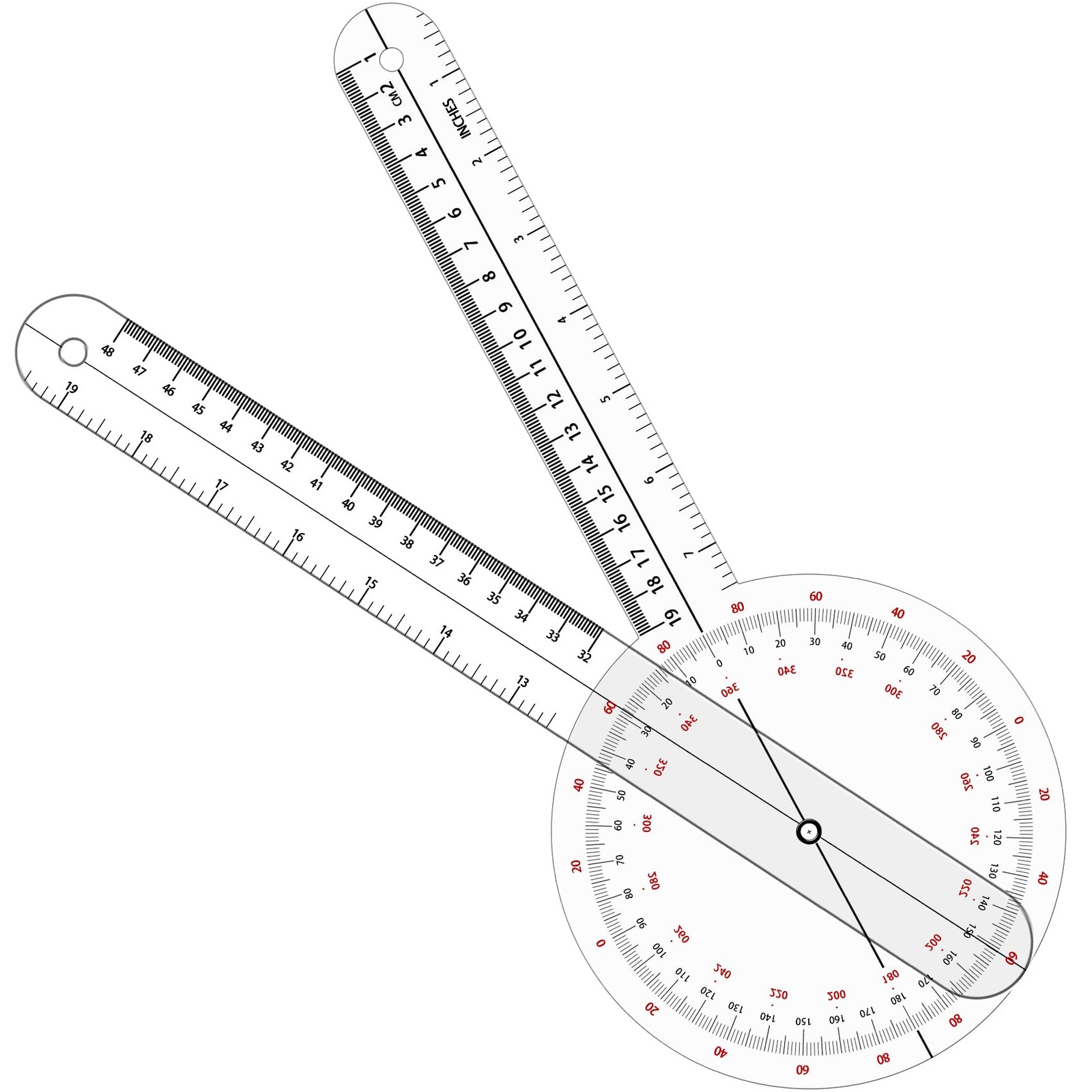 Goniometer 12 Inch 360 Degree Plastic Orthopedic Angle Ruler Physical Tool