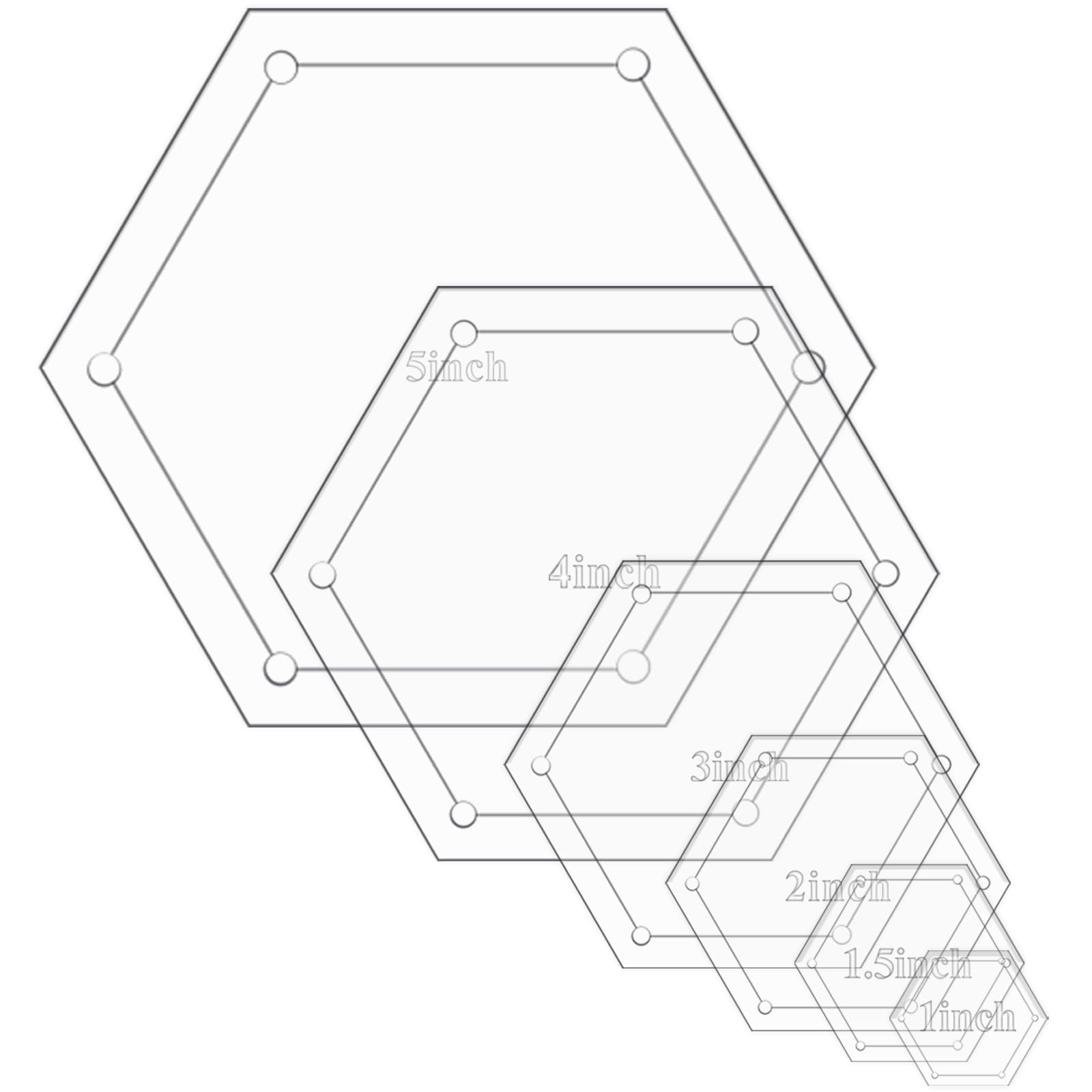 6-Piece Hexagon Quilting Templates Set - Precision Acrylic Rulers for DIY Sewing
