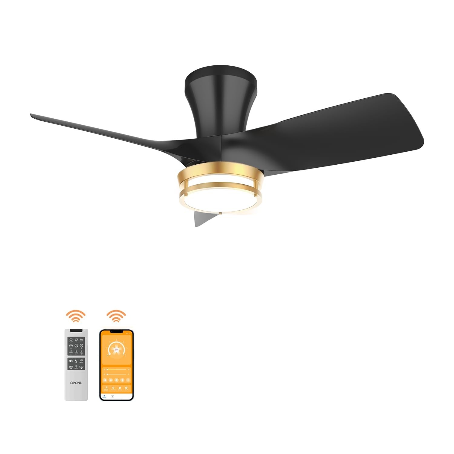OPONL Ceiling Fan with Light, 30 inch Low Profile Ceiling fan with Light and ...