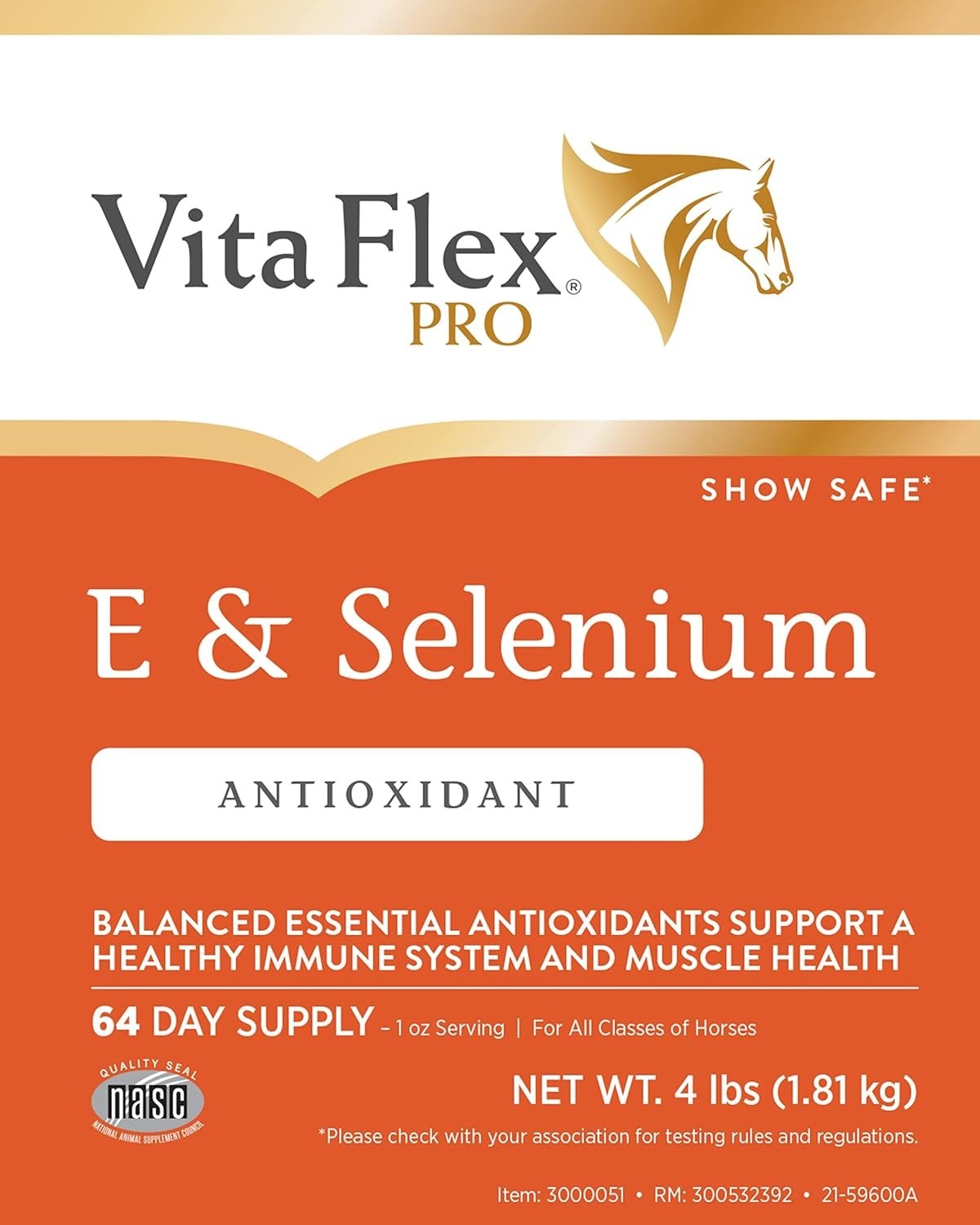 Optimal Nutrient Solution: 4lb Selenium & Vitamin E for Horses - 64-Day Dosage