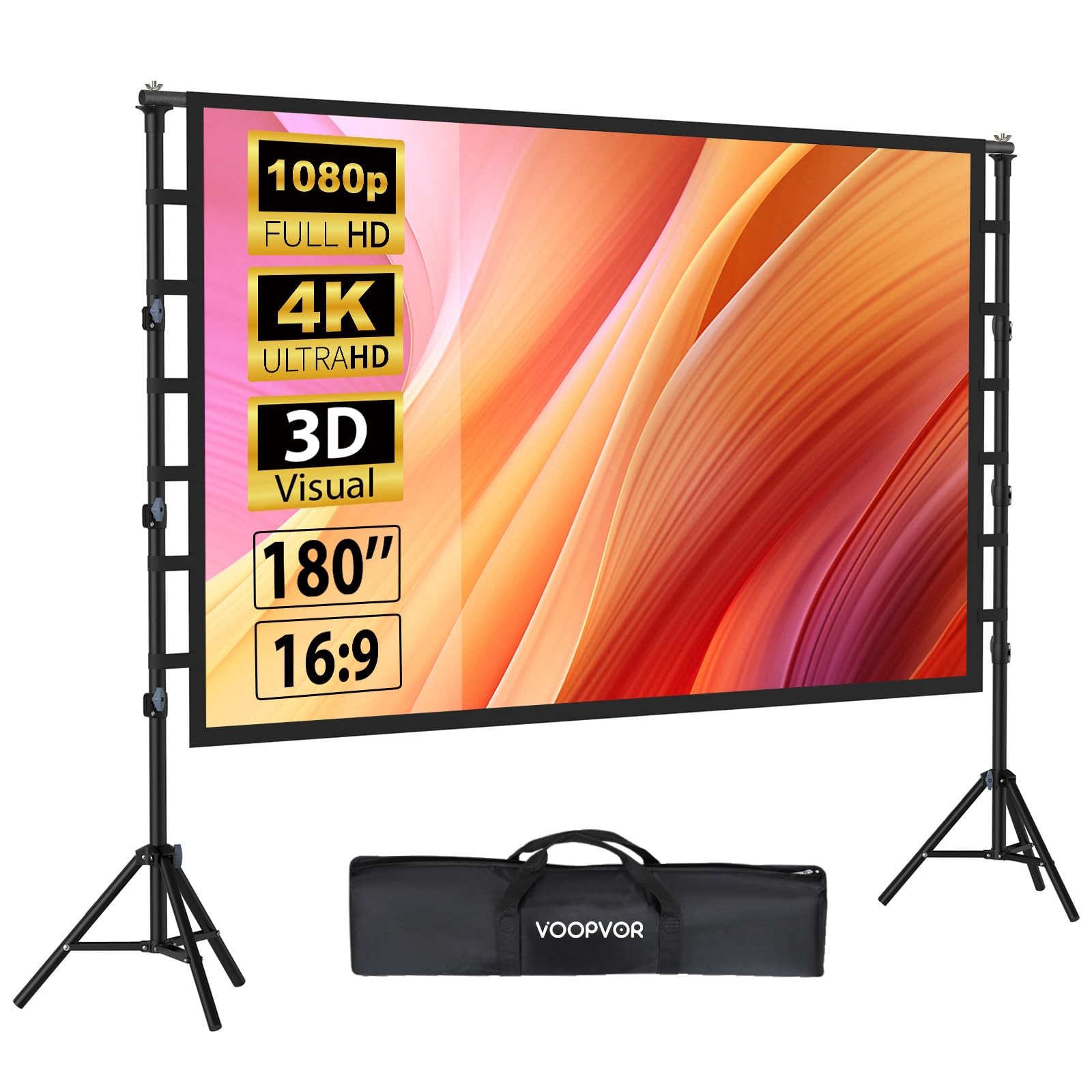 180 Inch Outdoor Projector Screen with Stand, Portable Movie Screen