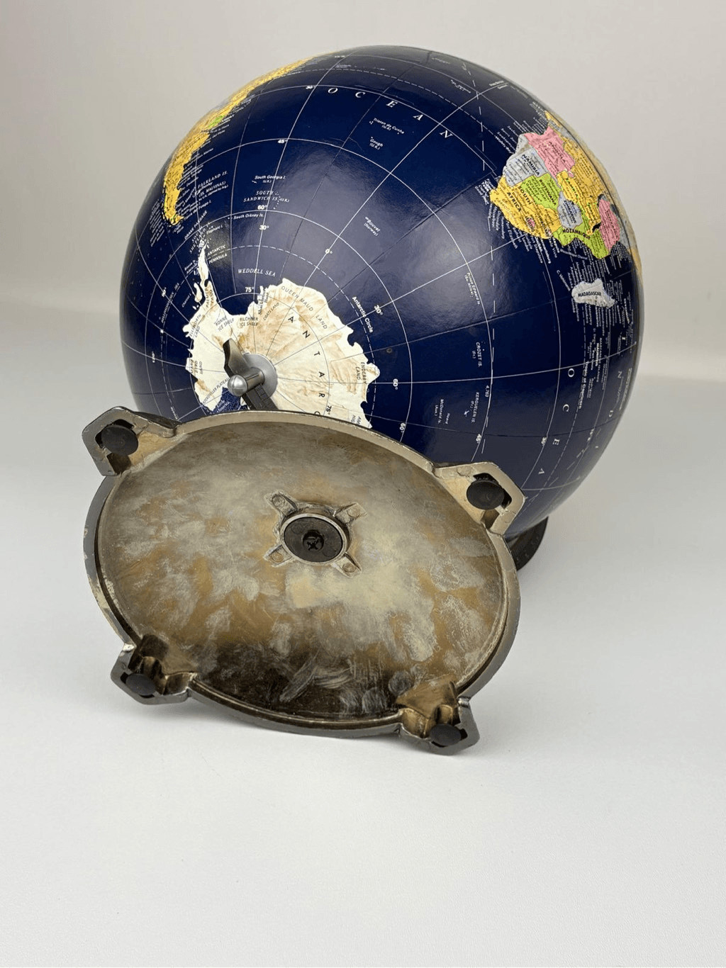 Globemaster Replogle World Globe Raised Relief Blue 12" Diameter w/ Metal Base