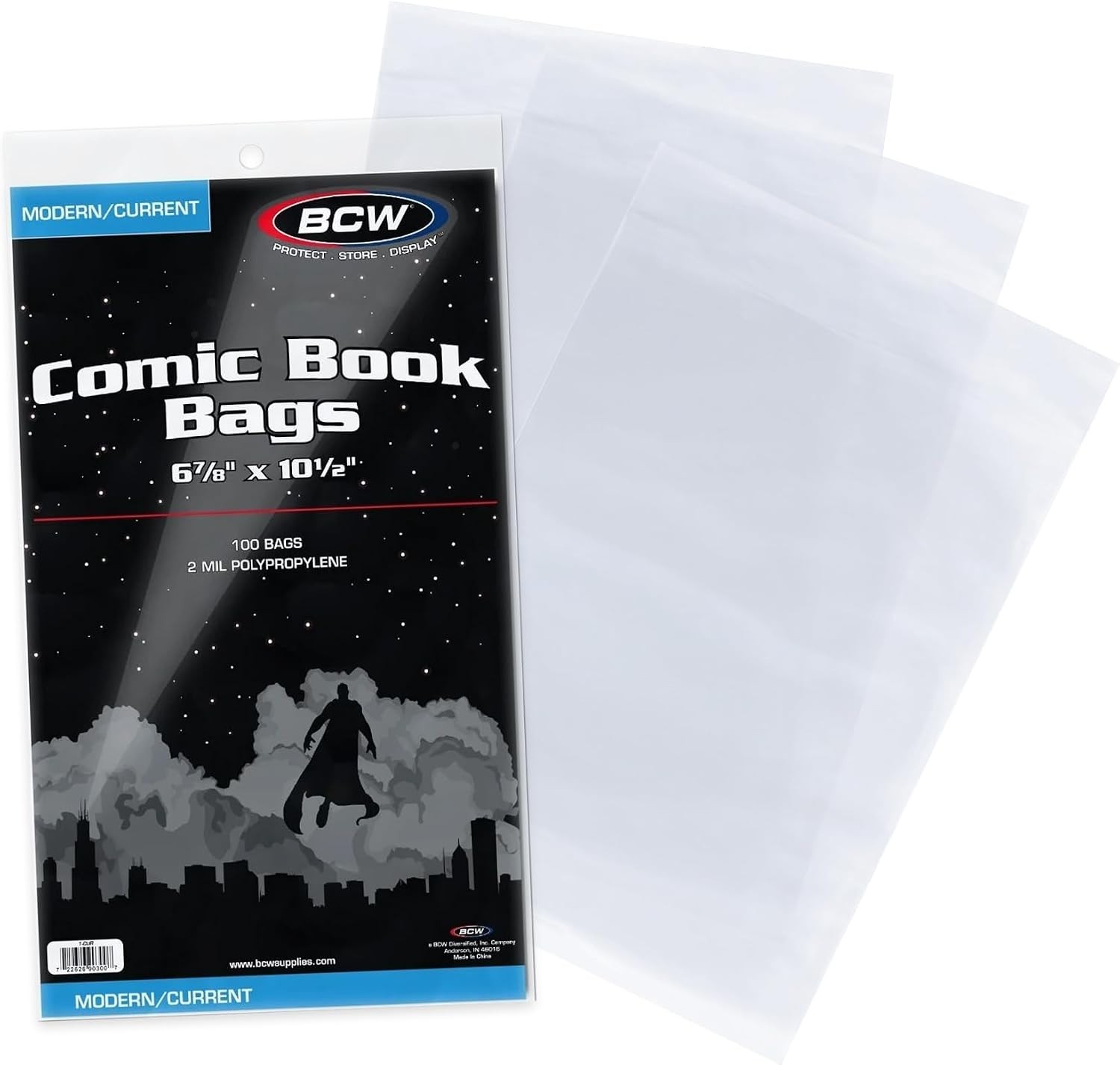 Acid-Free Comic Bags – 100 Pack, Perfect Fit for Current Issues, 6 7/8 x 10 1/2