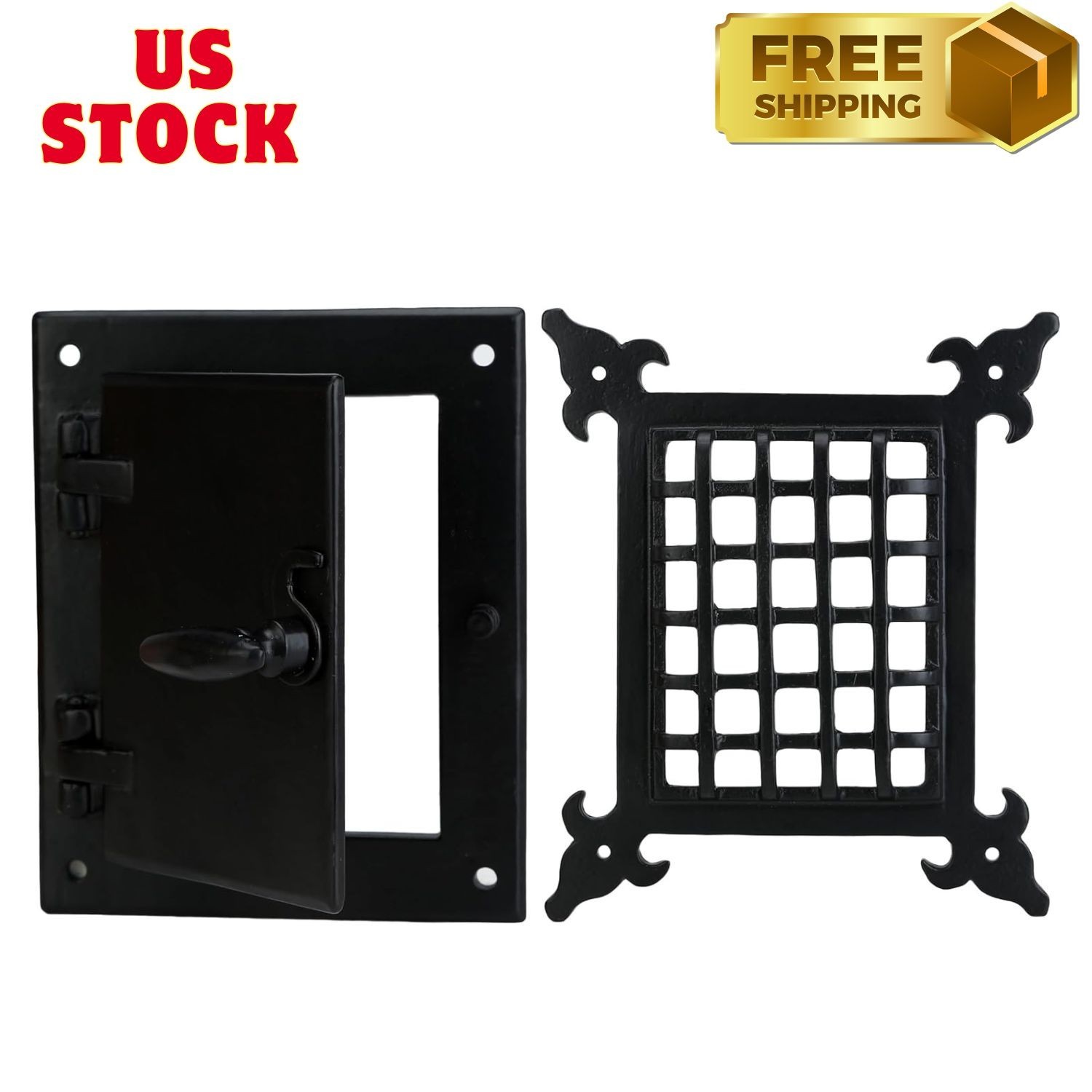 Hardware Cast Iron Speakeasy Door Grill/Grille with Viewing Door, Black Powder