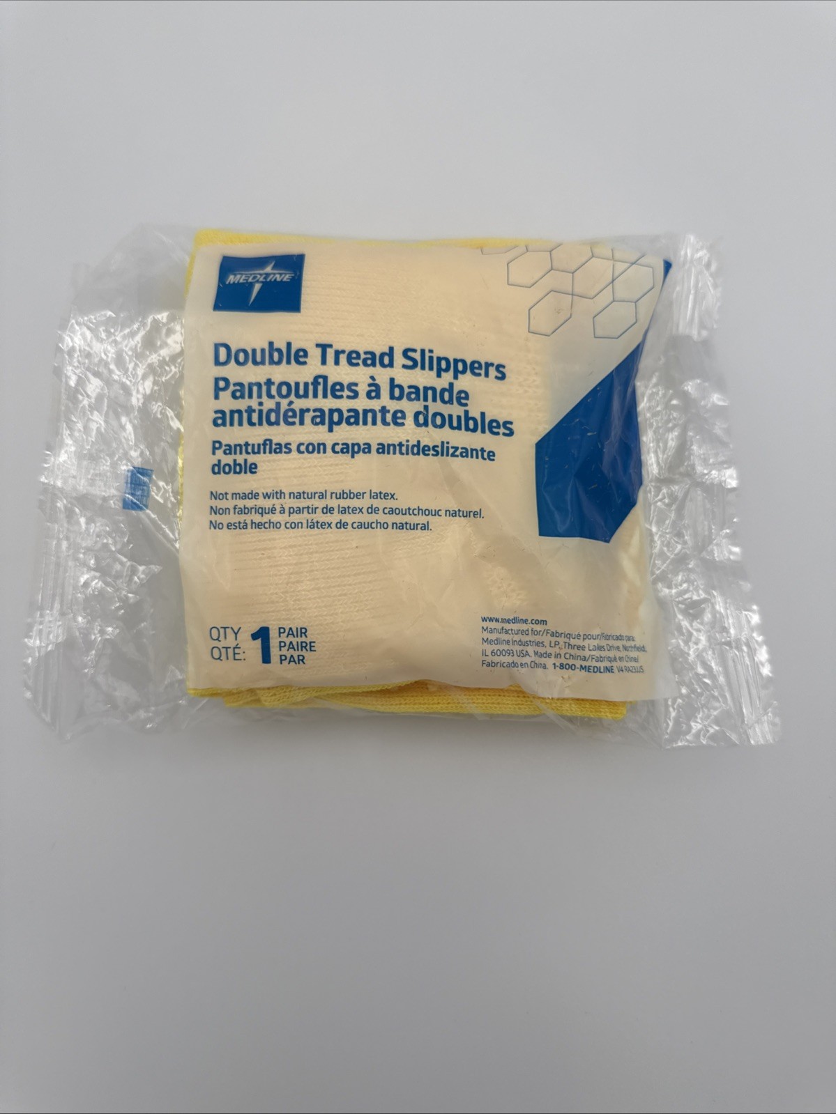 1 Pair Medline Double Tread Adult 3XL Patient Yellow Slipper Socks *NIP