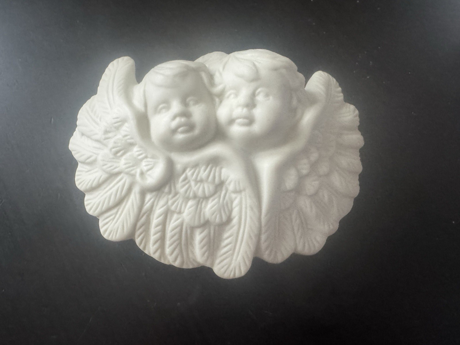 Bisque Angel Trinket Box 4 1/2 X 3 1/2”