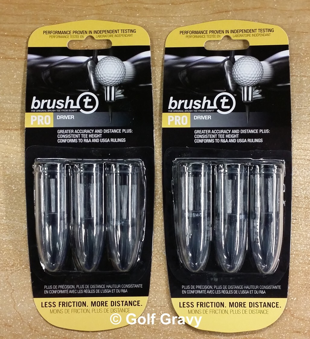 Brush-t PRO Driver Golf Tees - 2 Packs of 3 Brush Tees - 2.2" Height 57mm BLACK