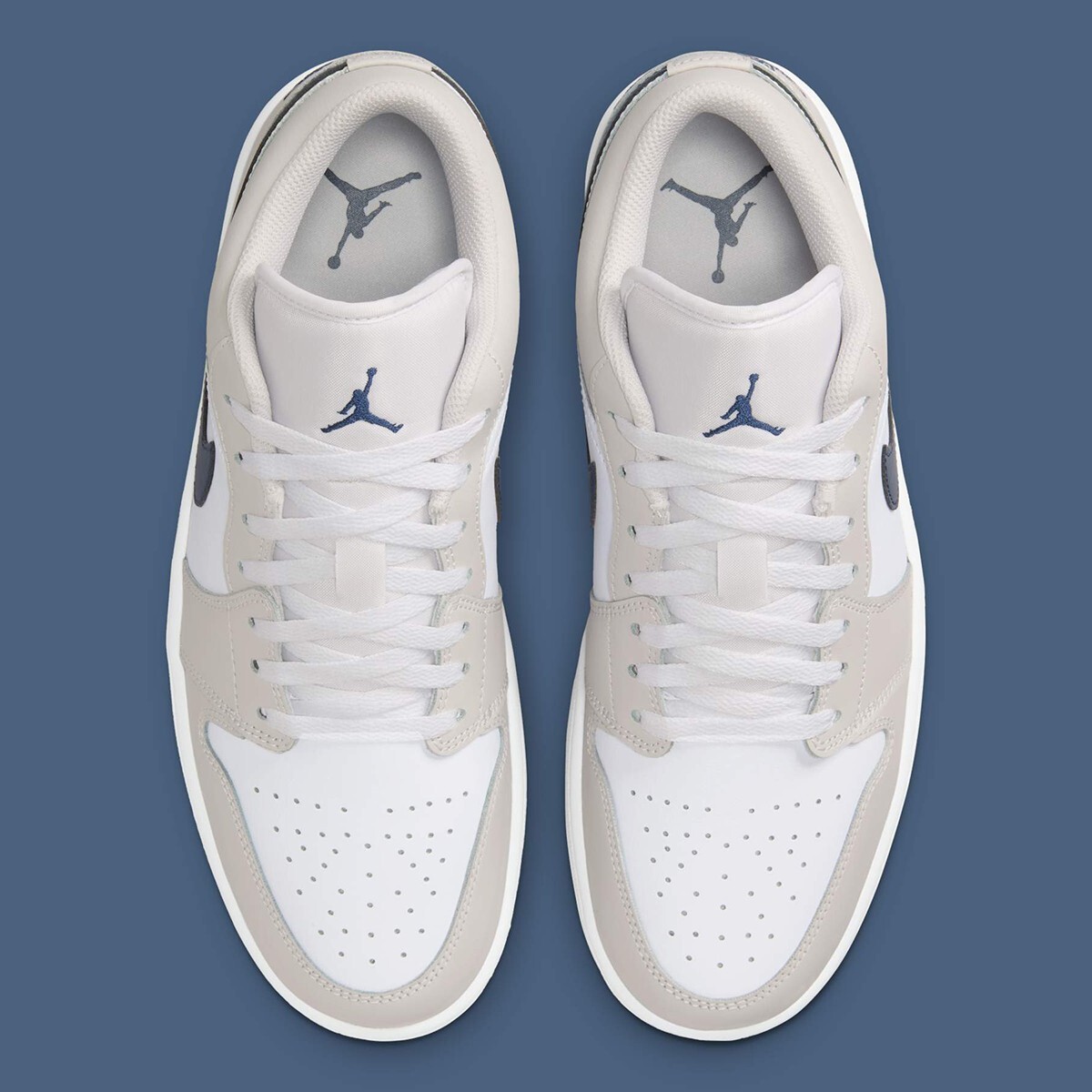 Nike Air Jordan 1 Low Midnight Navy Neutral Grey 553558-146 Men's Size New