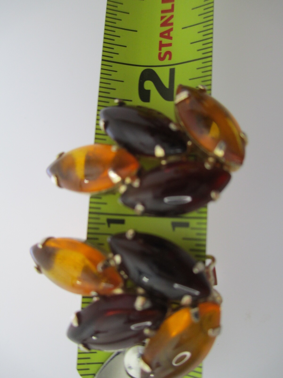 Vintage Rhinestone earrings Amber tones clips unsigned
