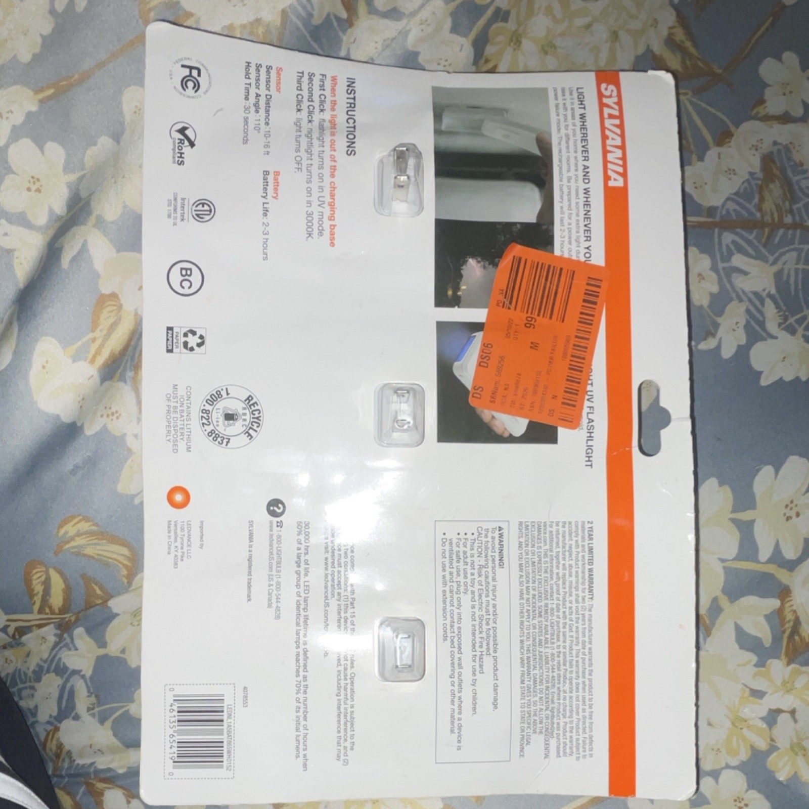 SYLVANIA LED Night Light Emergency Backup Battery Bright White 3-Pack