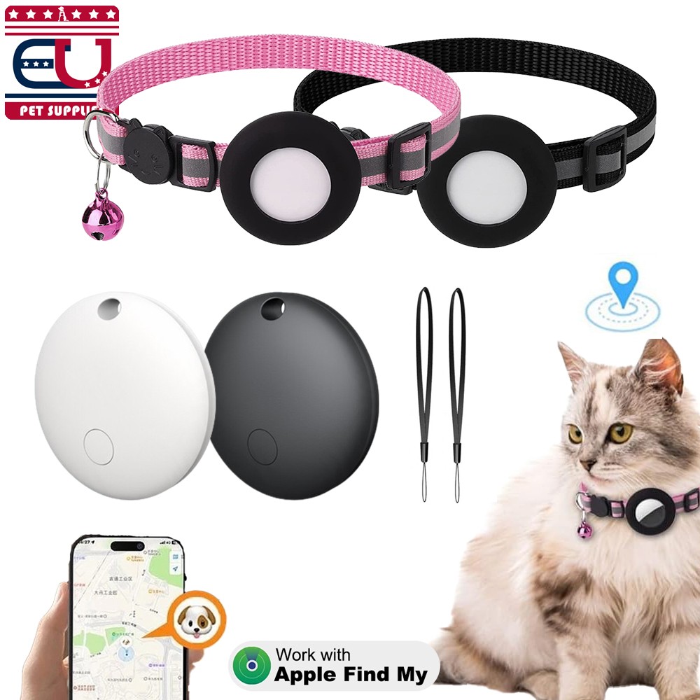 Cat Dog Collar with Airtag Holder Case & Pet Anti-Lost Mini GPS Tracker Device