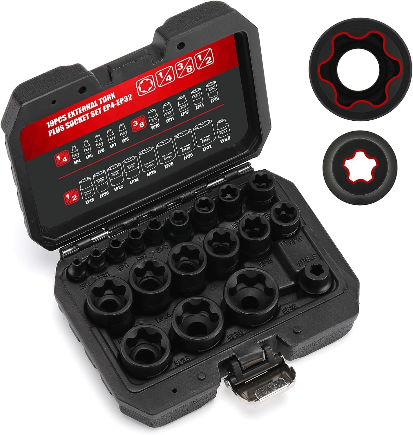MIXPOWER 19PC External Torx Plus Socket Set 6 Point EP Compatible...