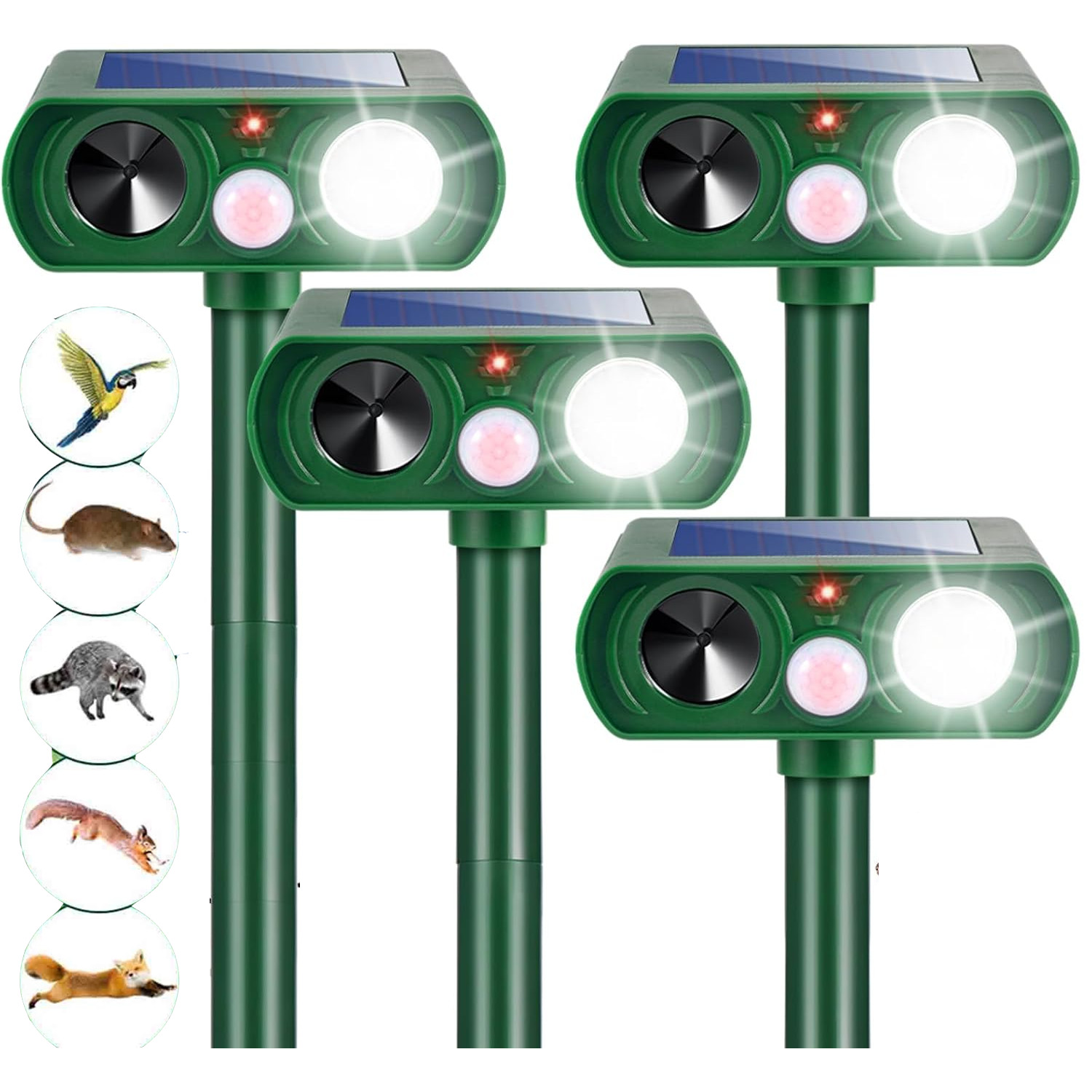 1/2/4 Pack Solar Ultrasonic Animal Repellent Dog Skunk Deer Raccoon For Garden