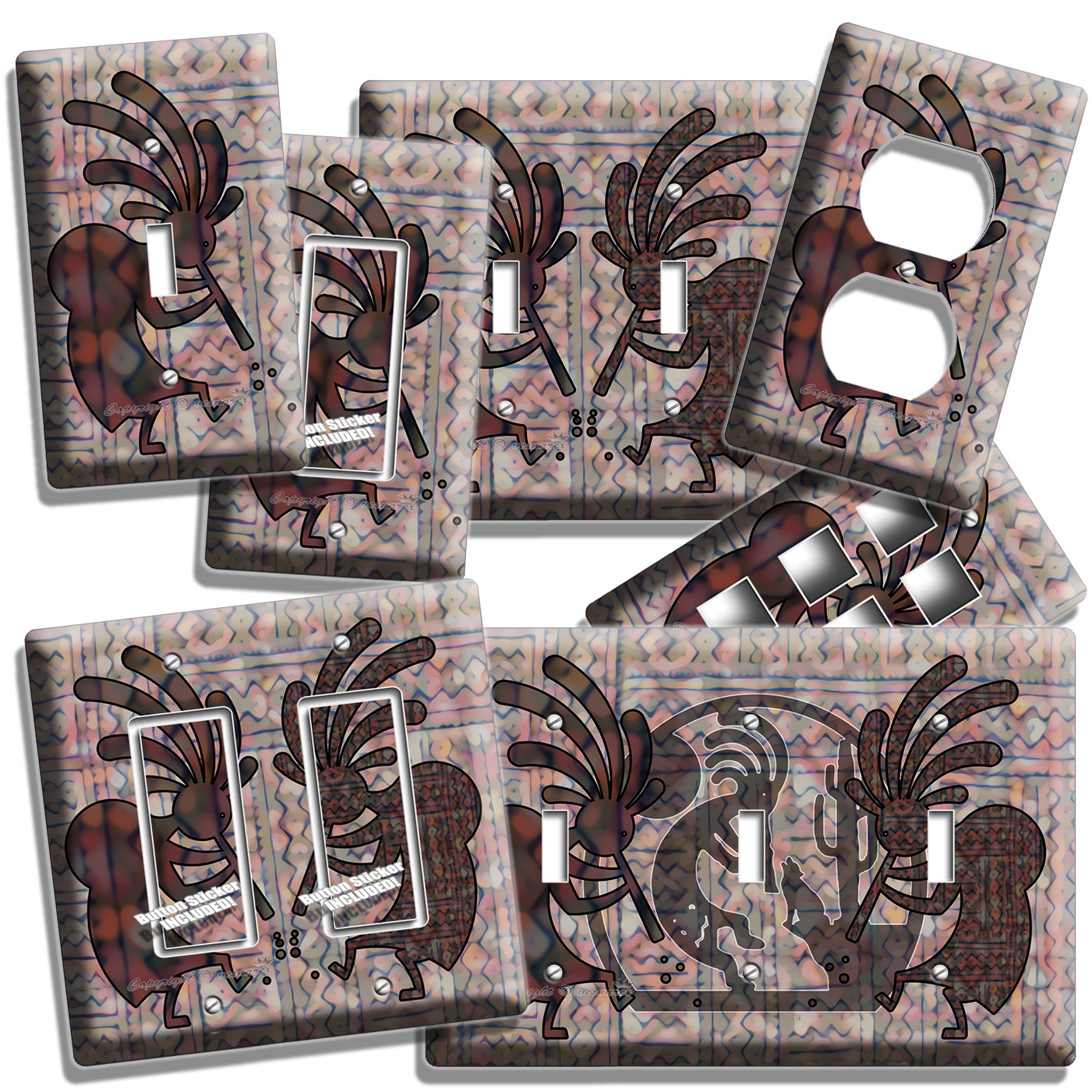 KOKOPELLI SOUTHWEST HOPI FERTILITY SPERITS LIGHT SWITCH OUTLET WALL PLATES DECOR