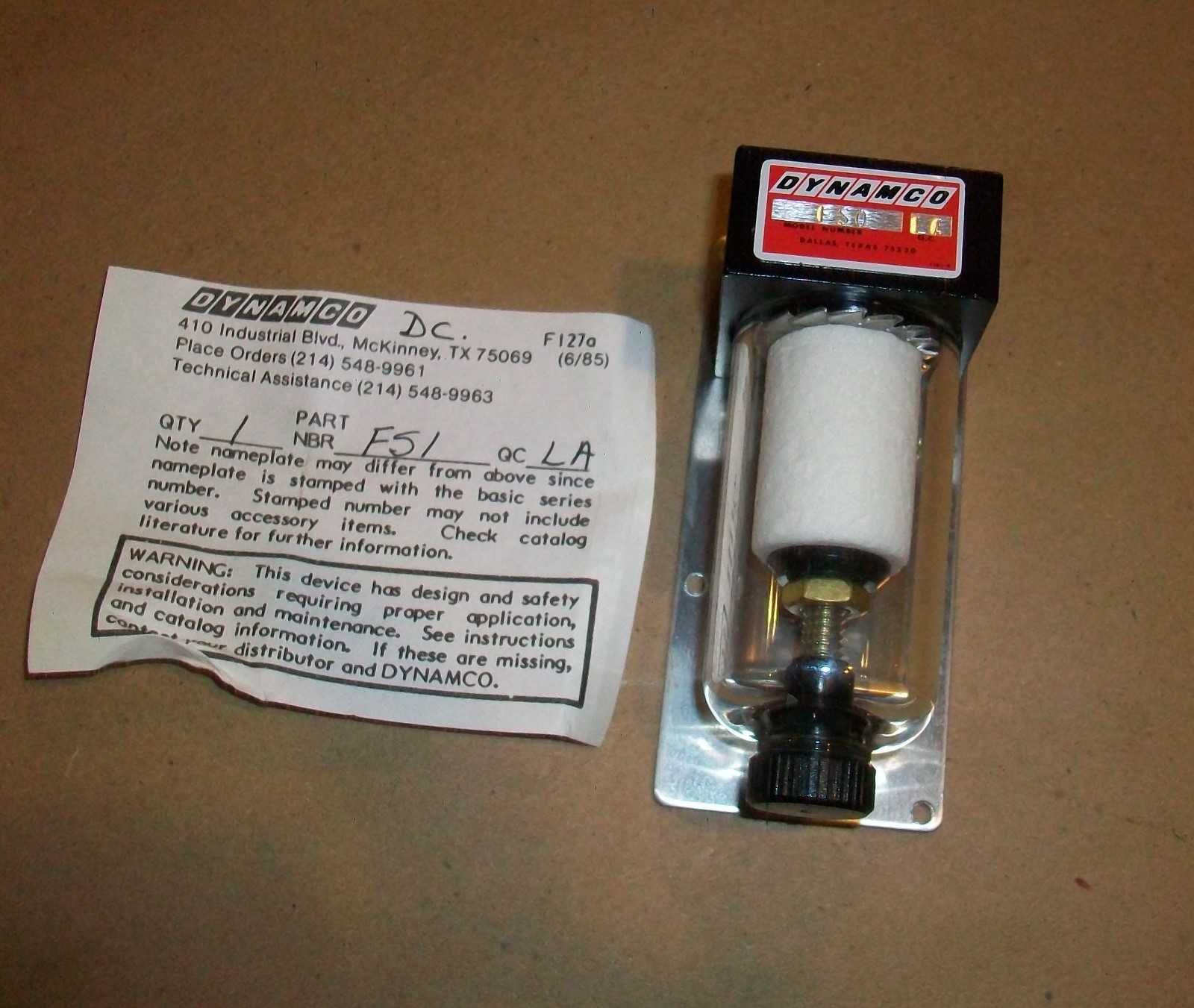 Dynamco Pneumatic Filter FS0    LA   NEW