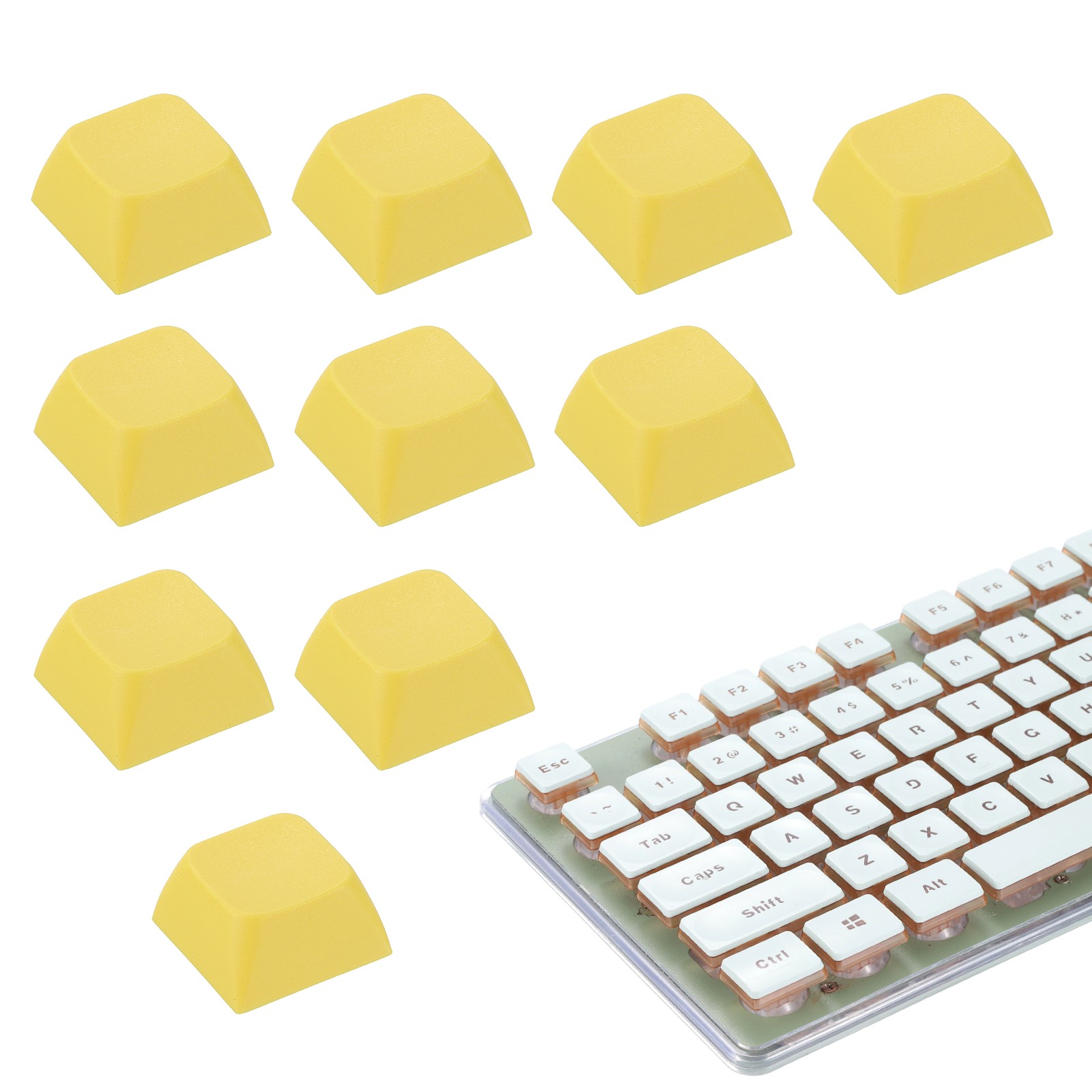 10Pcs XDA Profile Keycap Set PBT Mechanical Numeric Keypads, Yellow